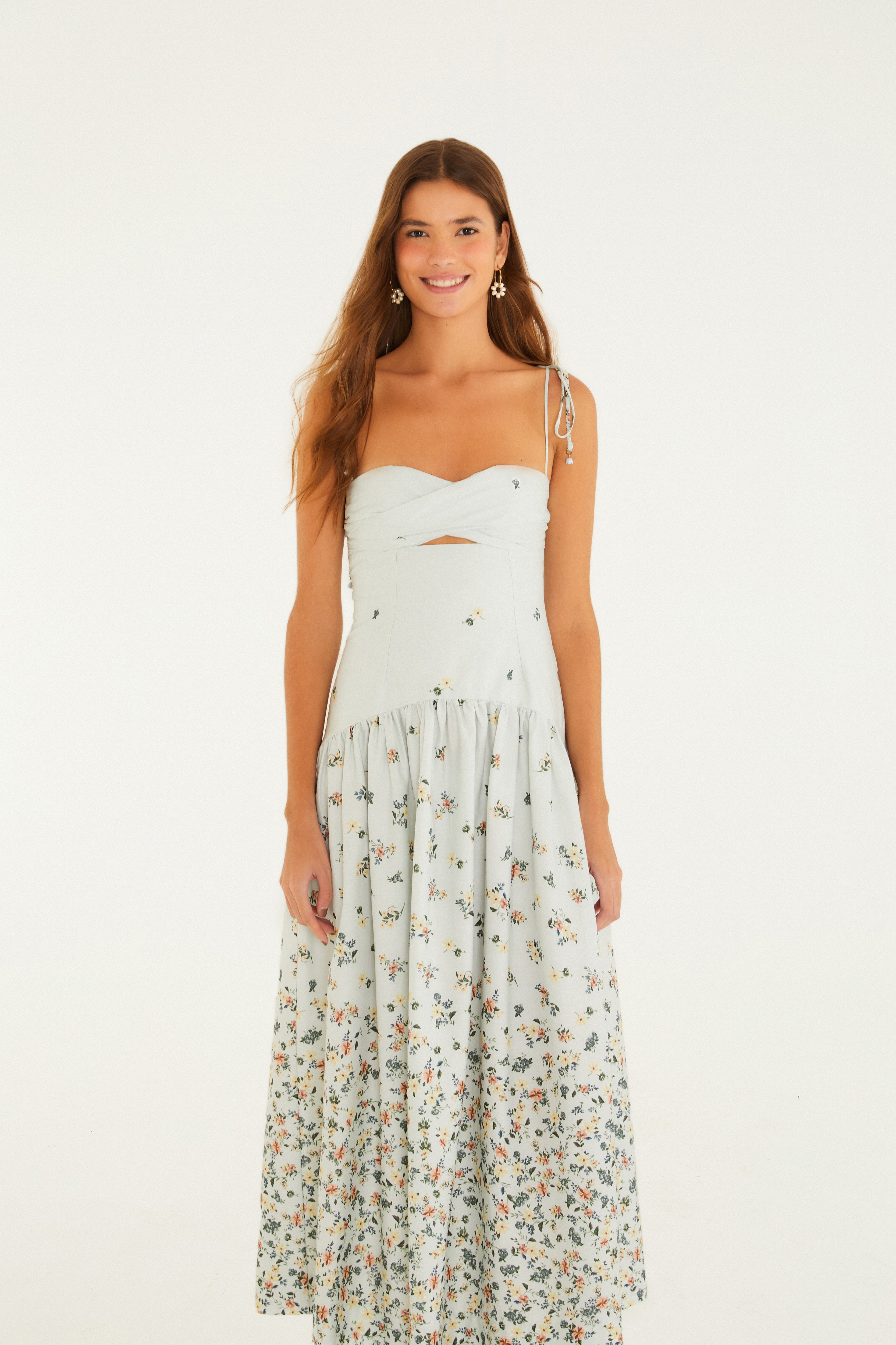 Vestido Cropped Estampado Floral Do Campo