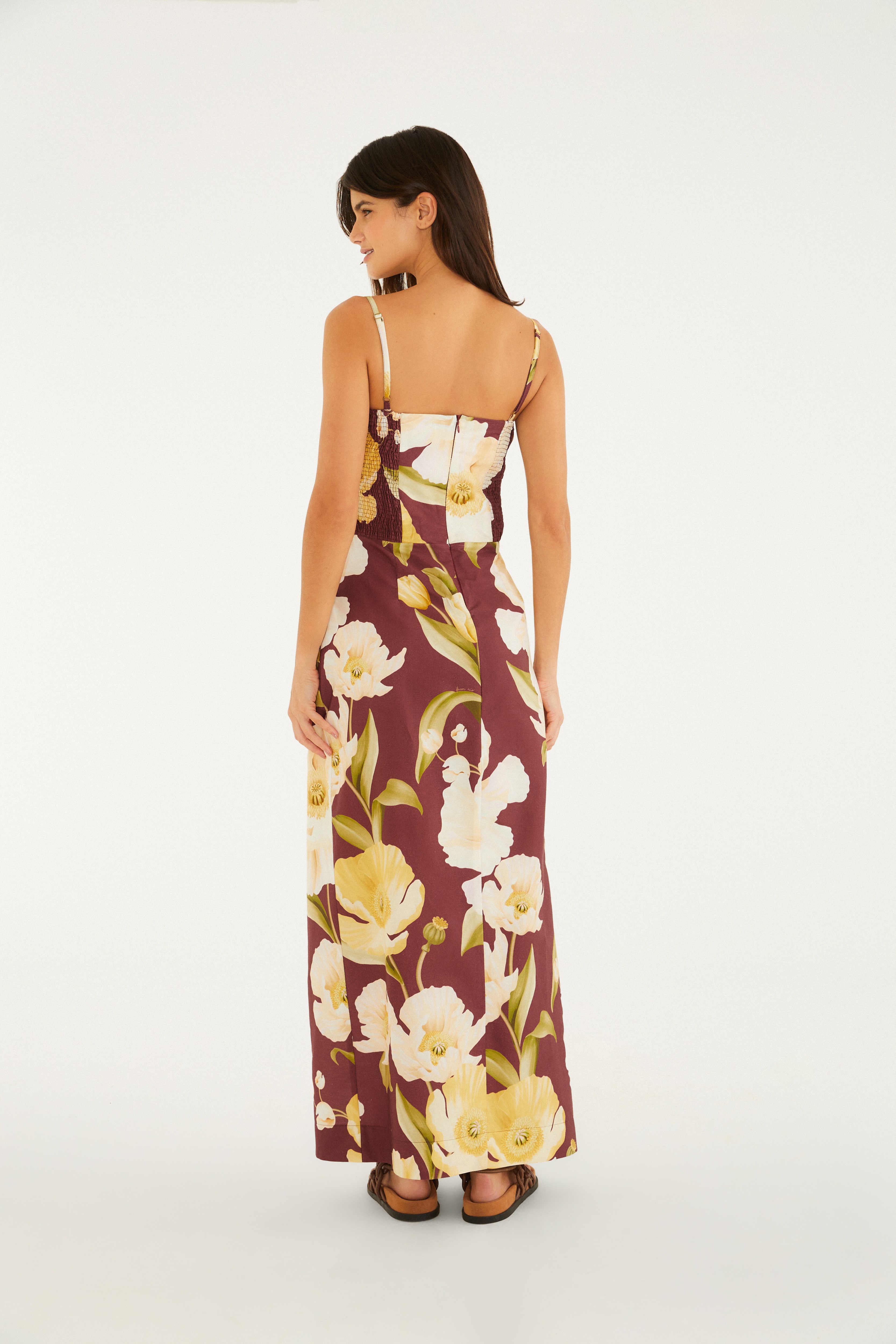 Vestido Fenda Estampado Floral Lola