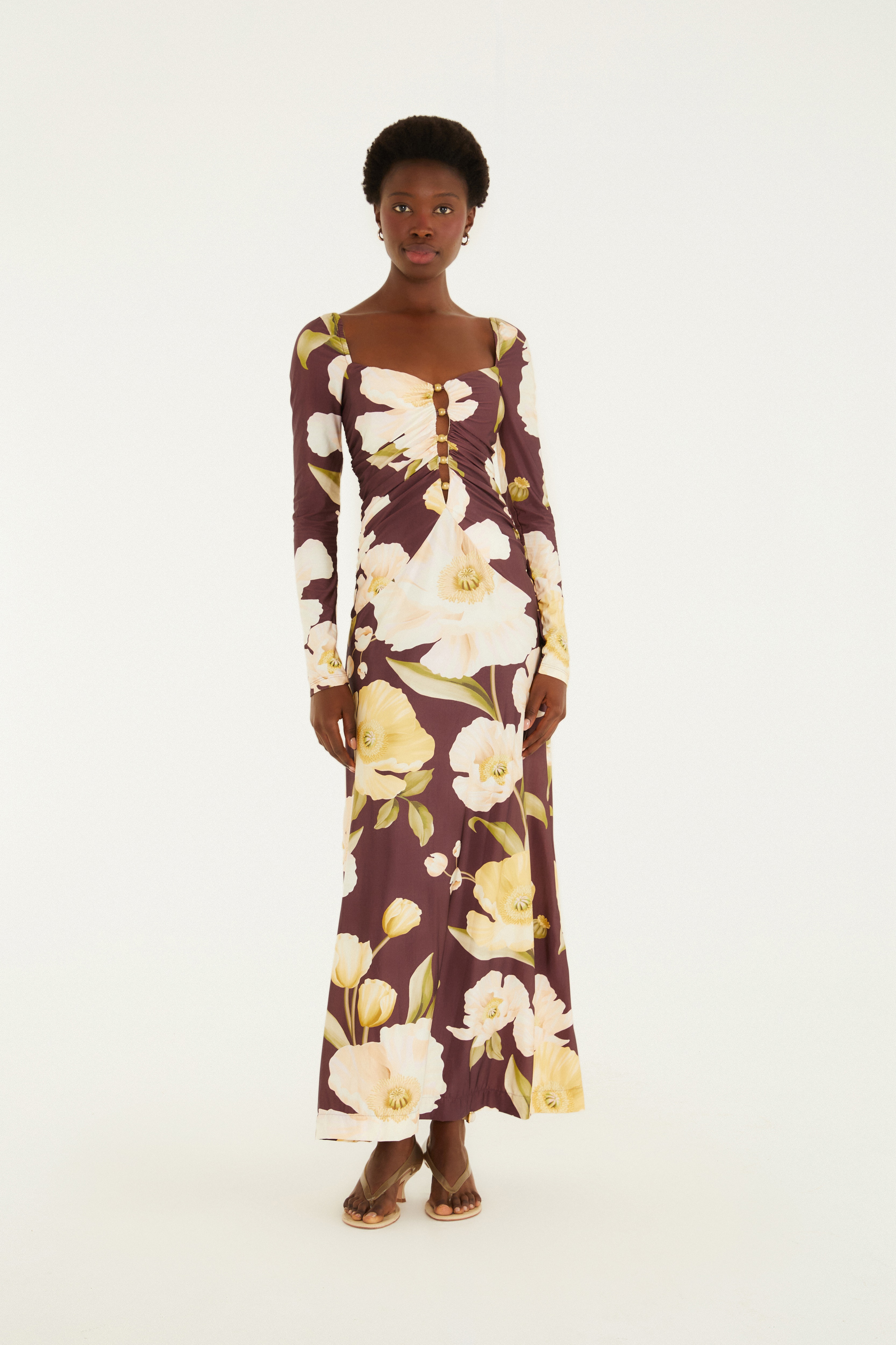 Vestido Aviamento Estampado Floral Lola
