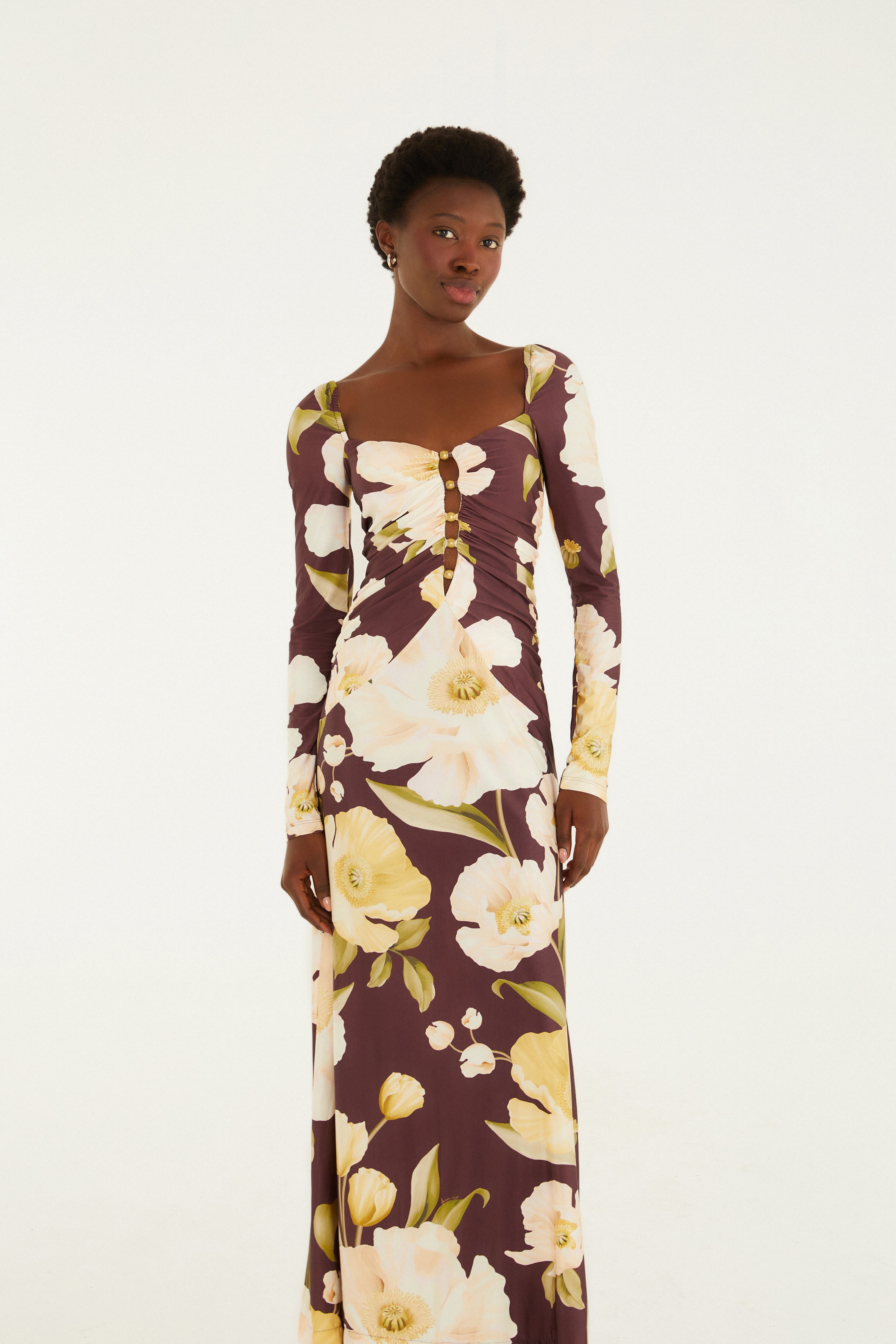 Vestido Aviamento Estampado Floral Lola