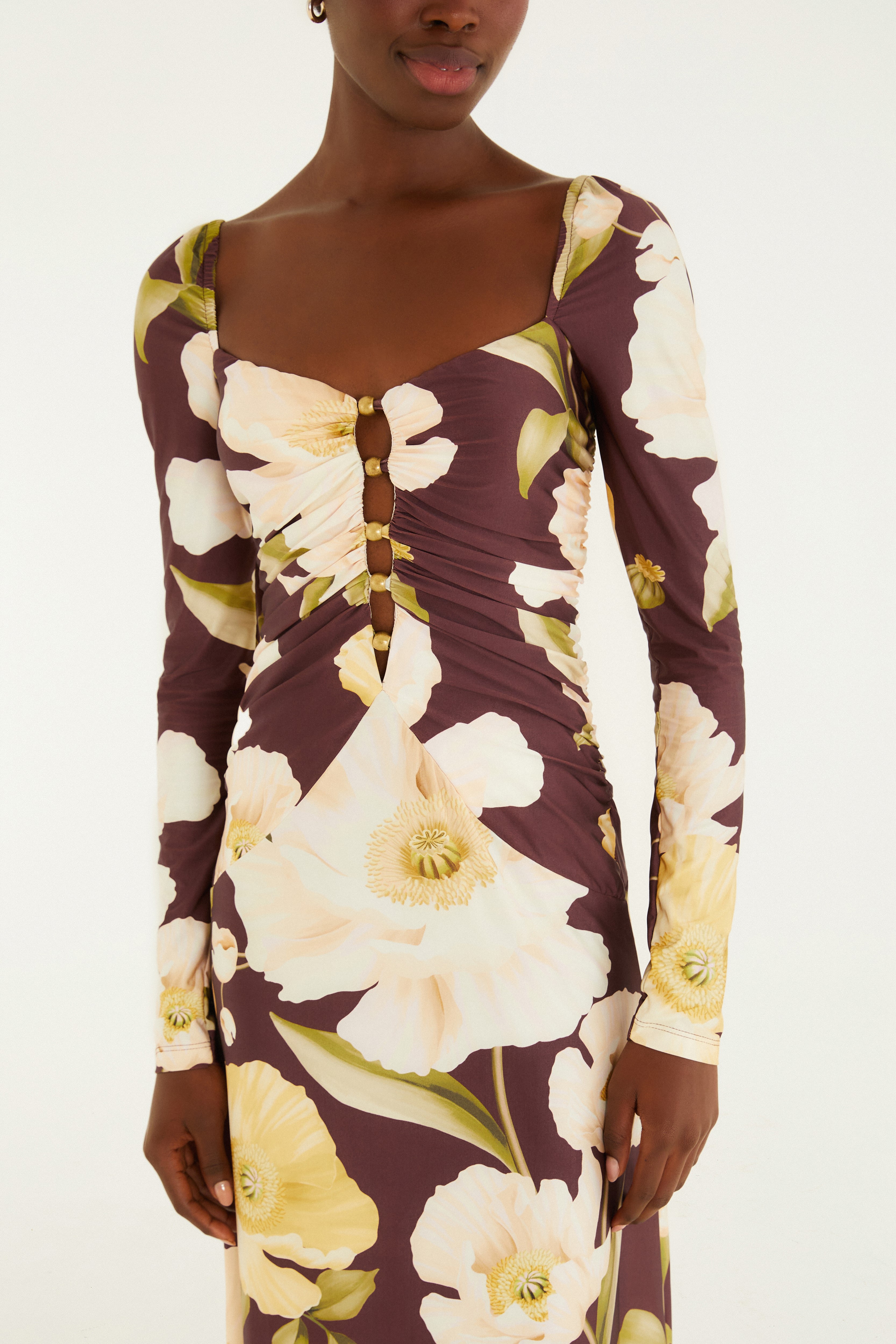 Vestido Aviamento Estampado Floral Lola