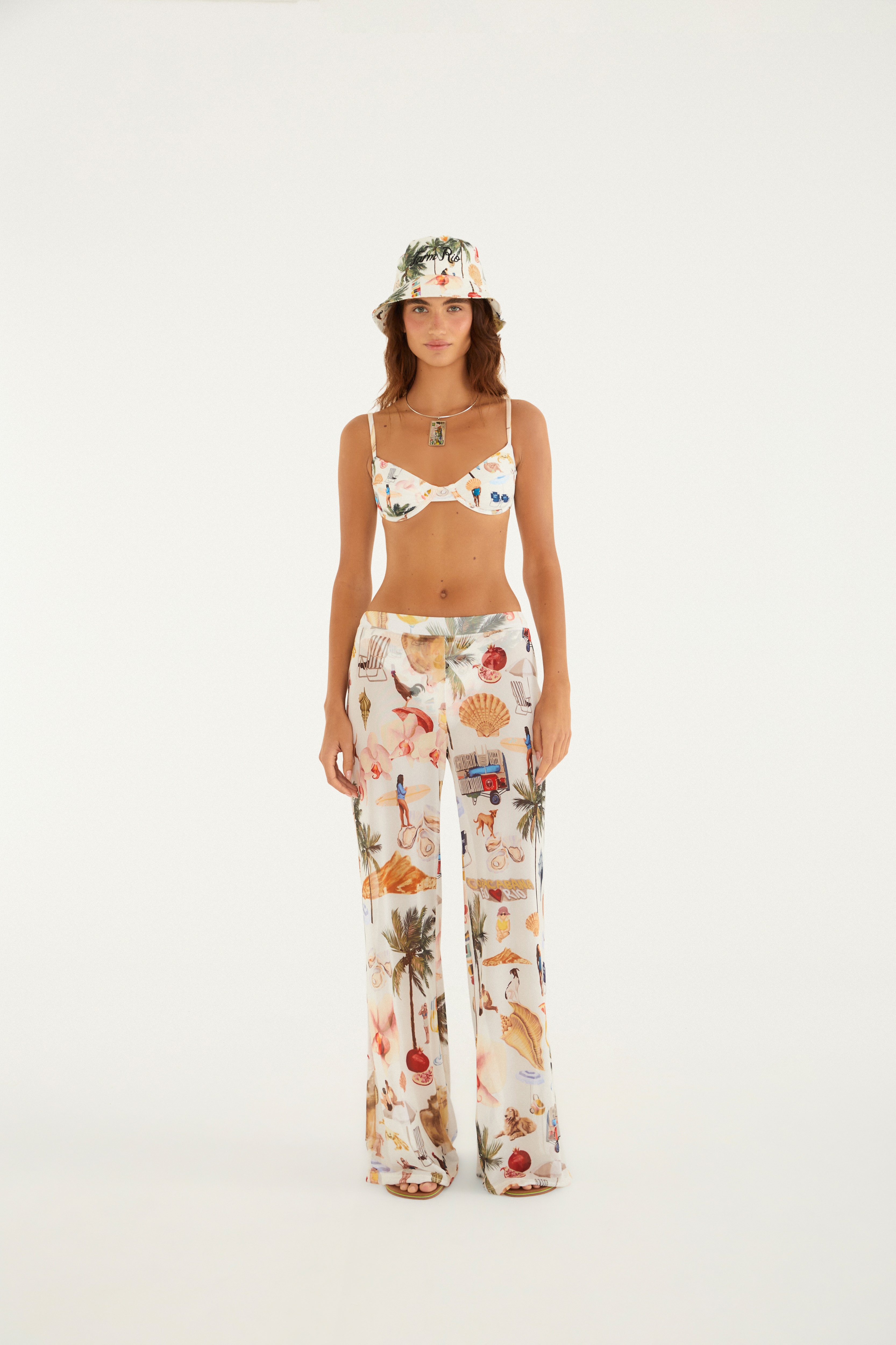 Calça Tule Estampada Colagem Carioca