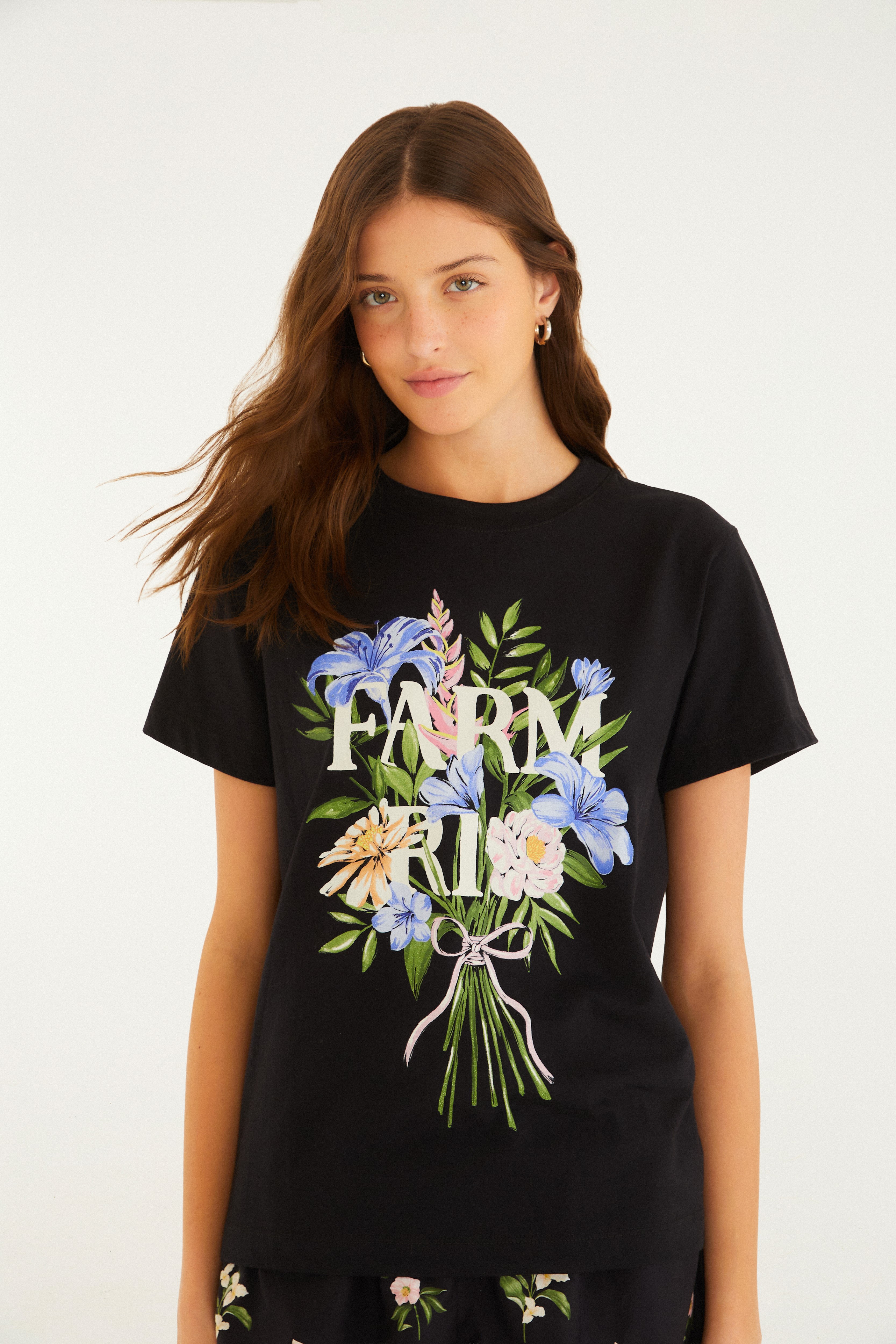 T-Shirt Fit Buquê Farm Rio