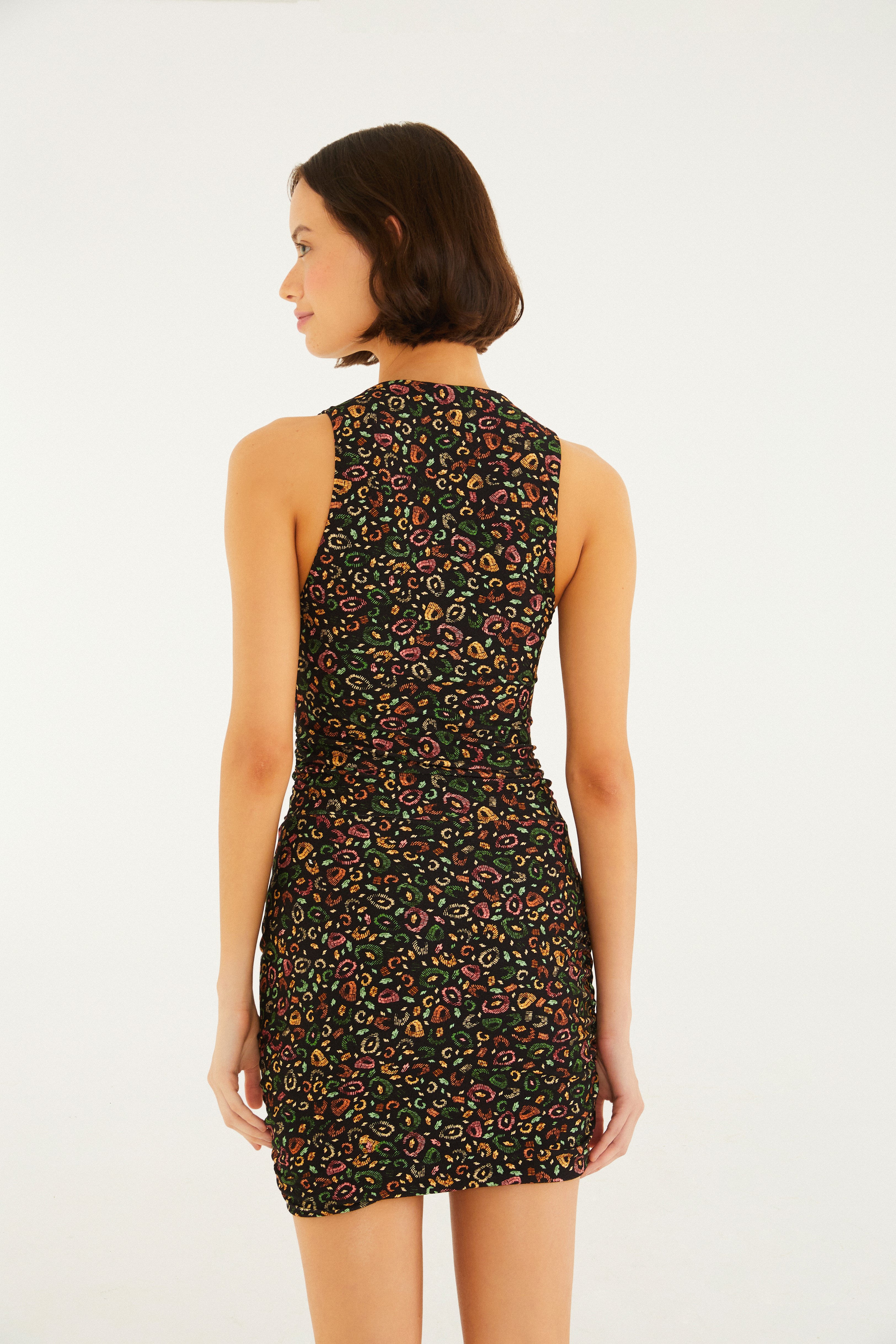 Vestido Curto Estampado Onça Borogodó