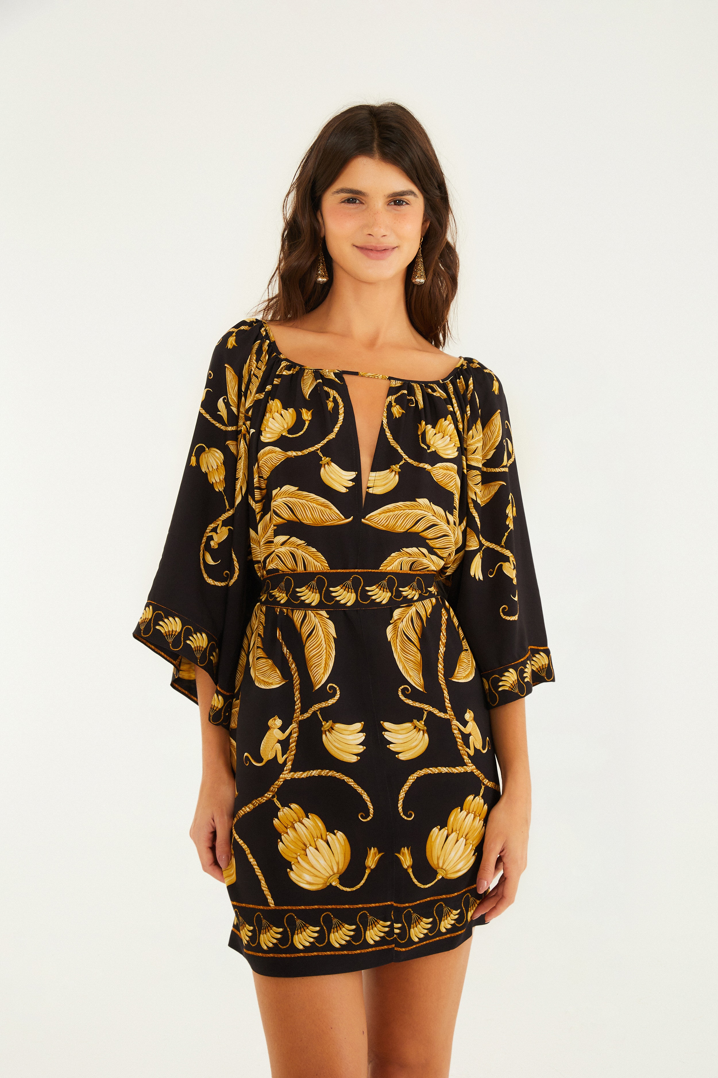 Vestido Curto Estampado Ourinho Tropical
