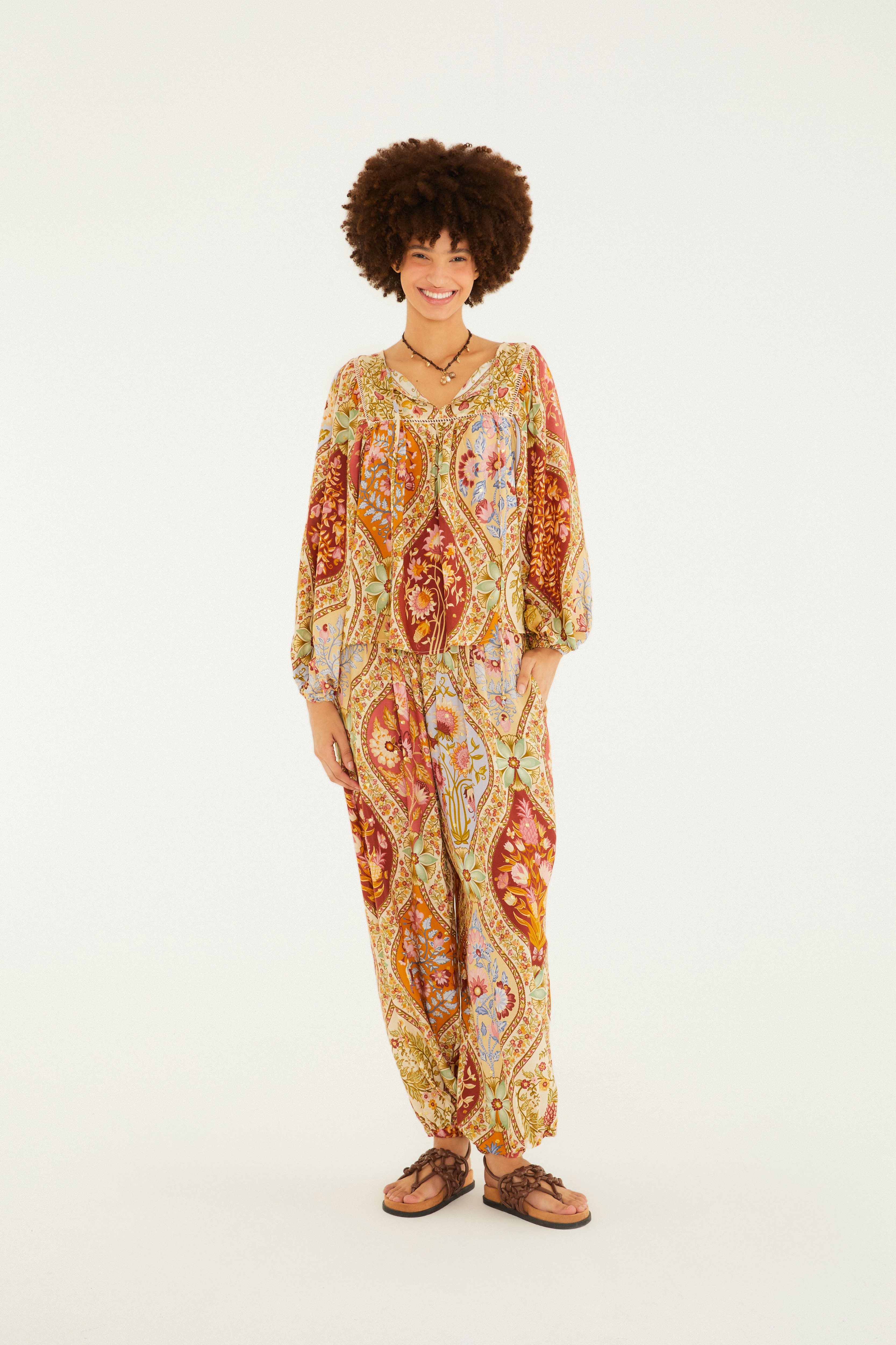 Calça Estampada Natureza Romântica