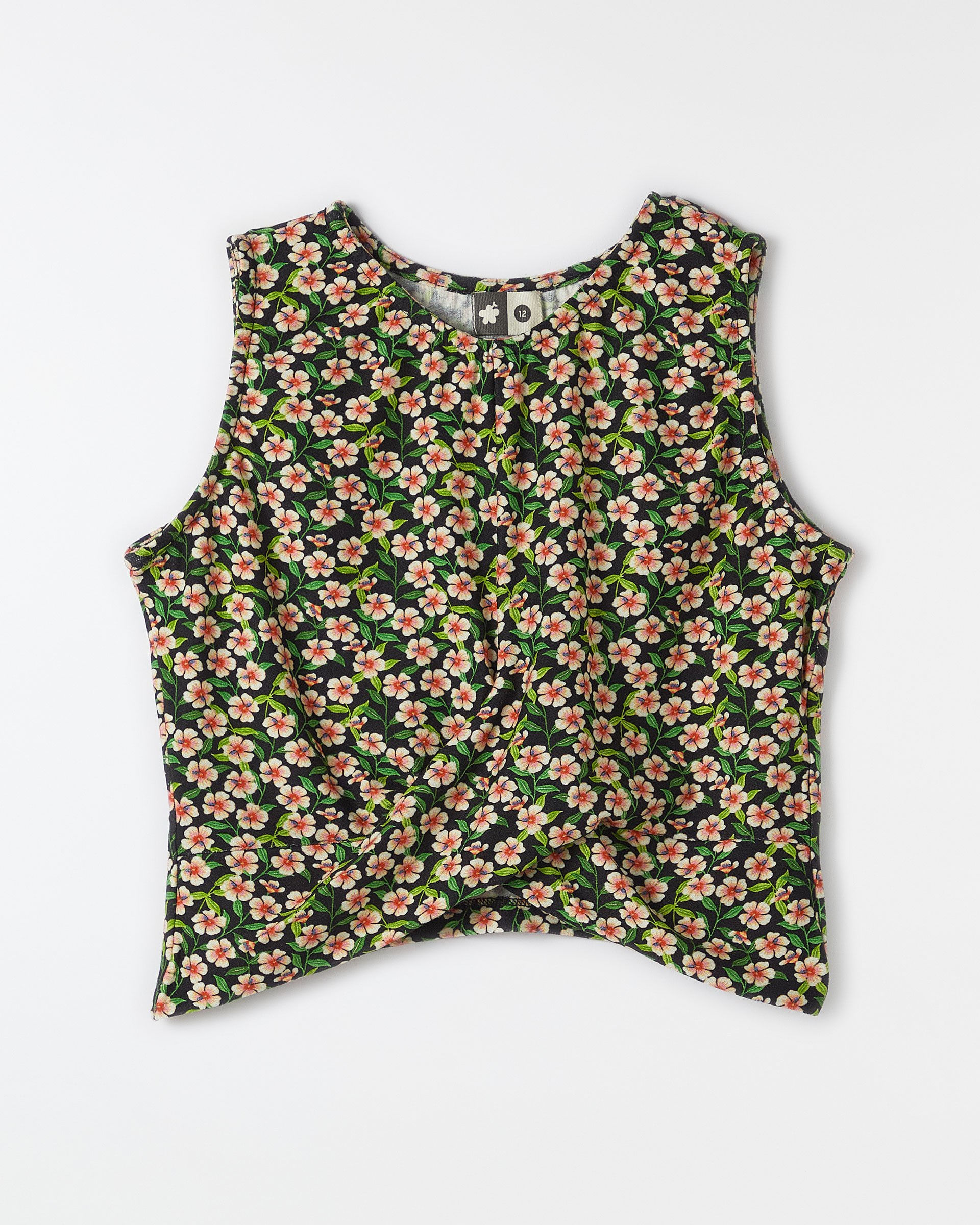 Blusa Malha Hibiscos Mini