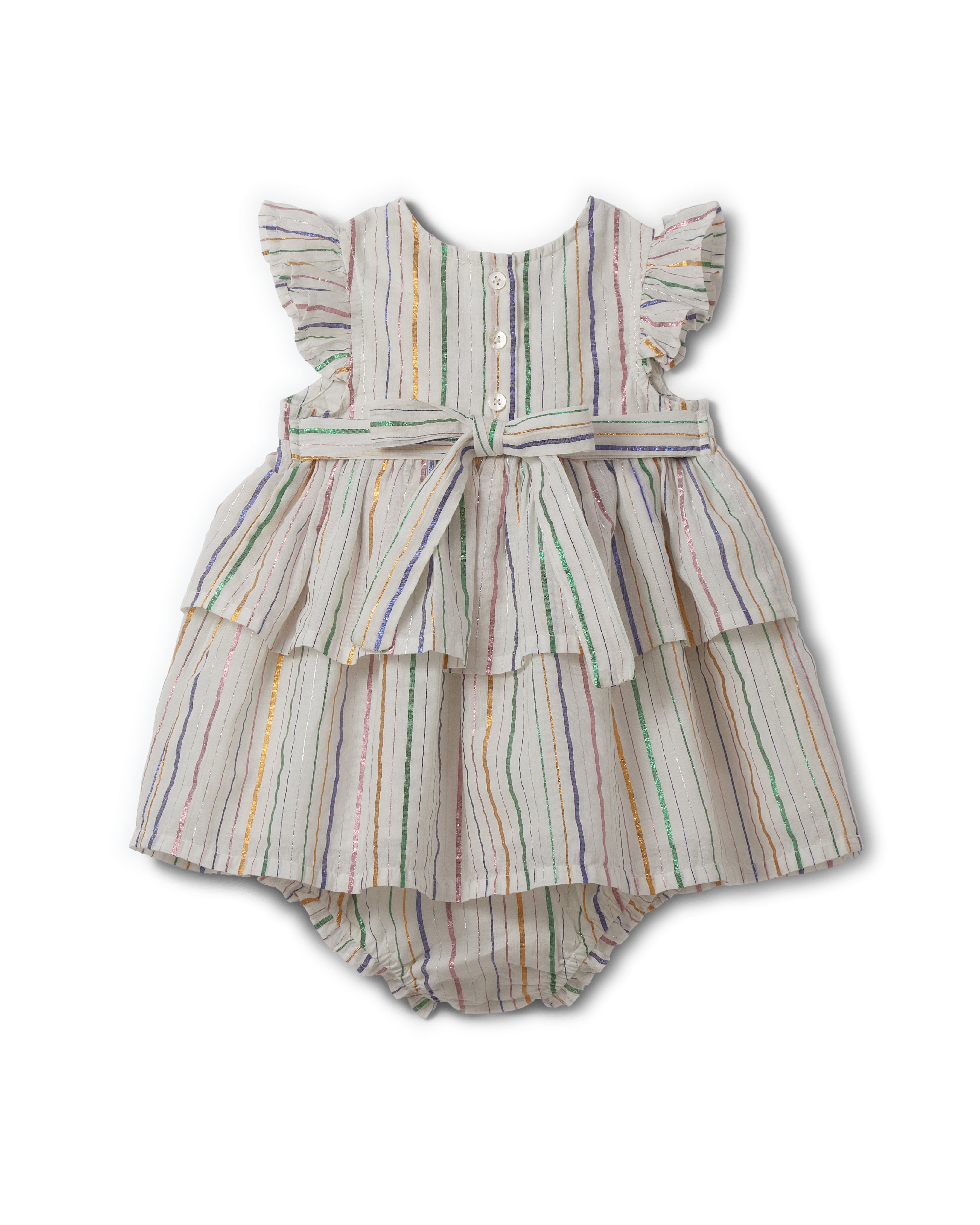 Vestido Bebe Listrado Metalizado
