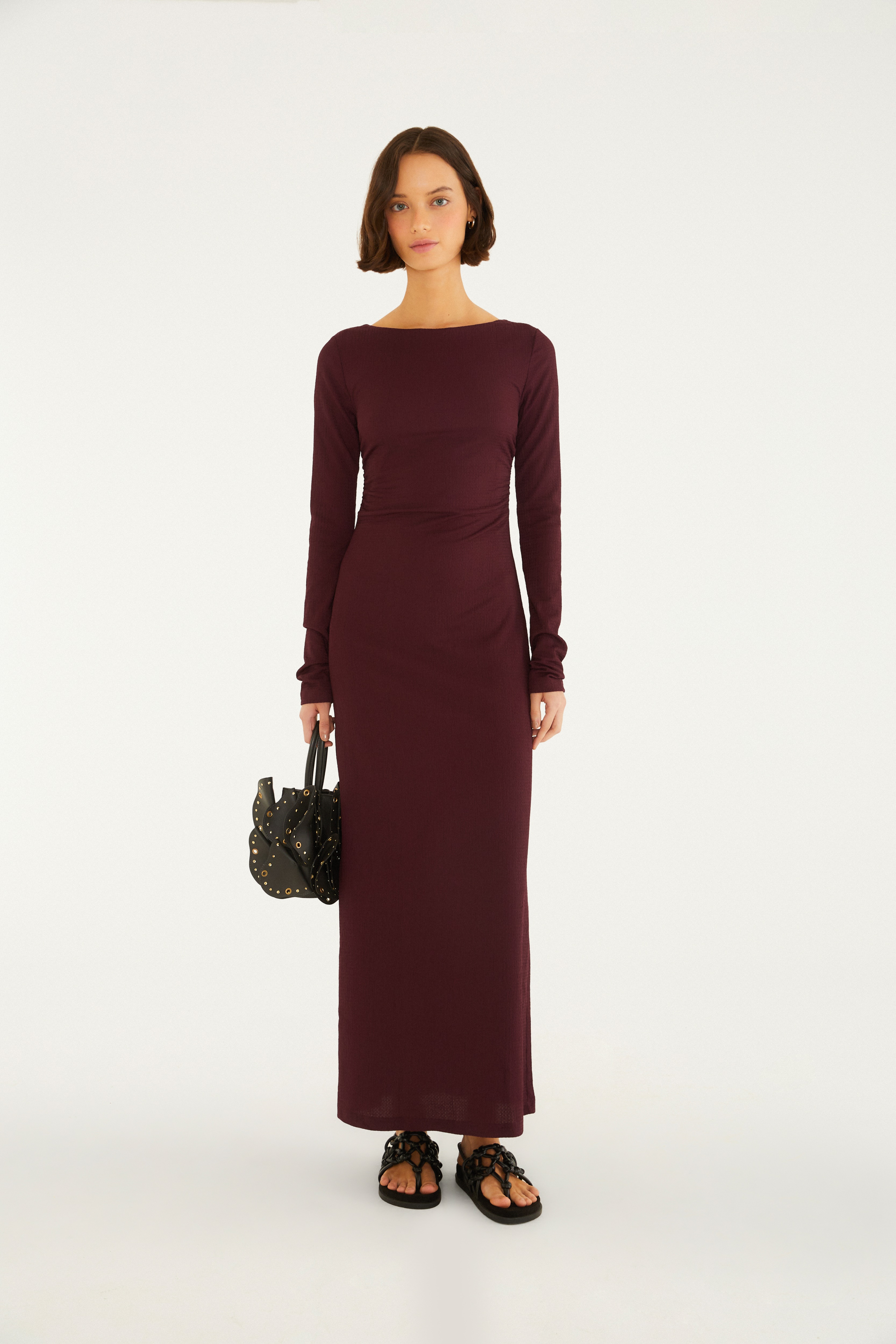 Vestido Decote Manga Longa