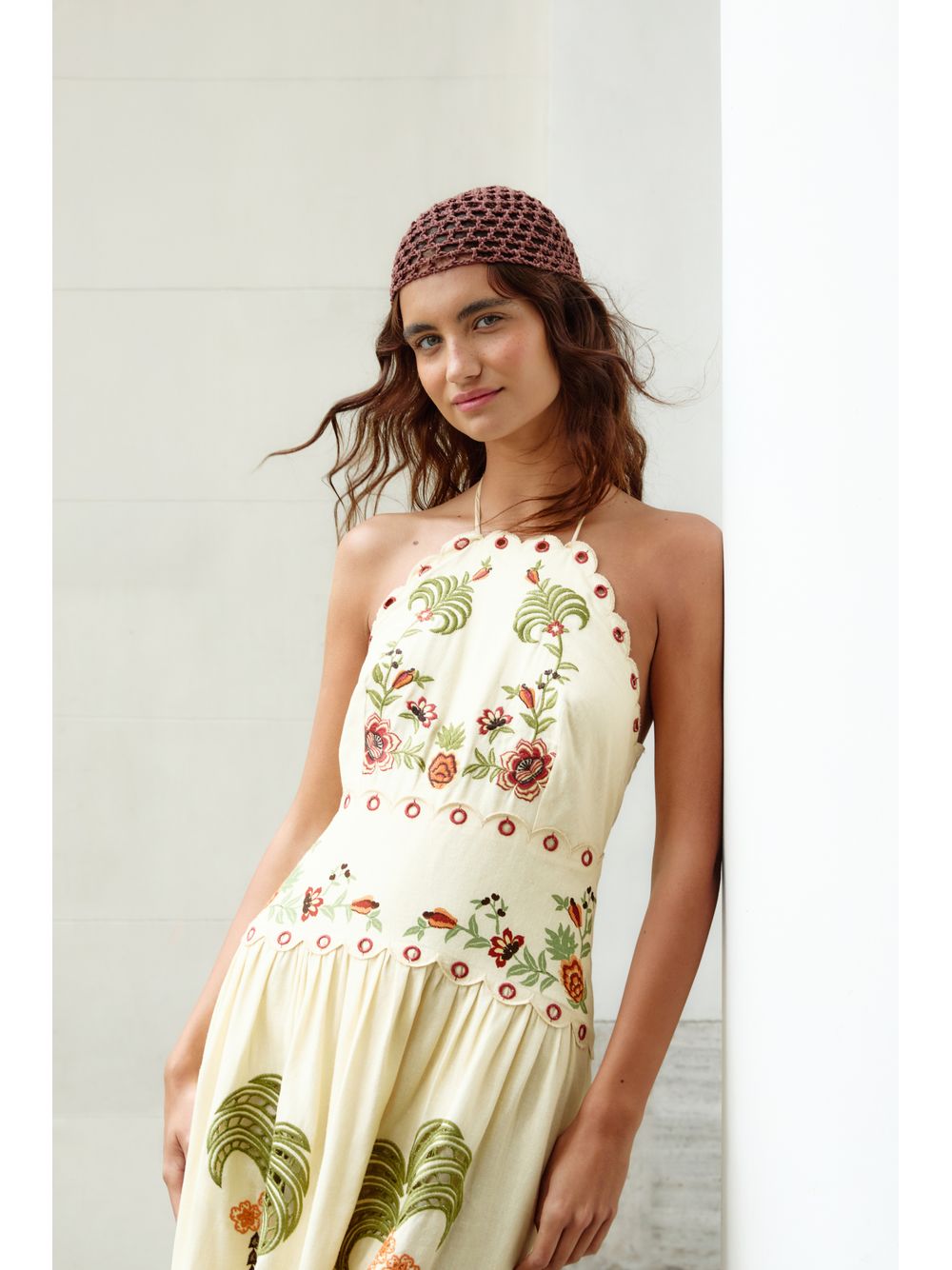Farm — Vestido Midi Richelieu Passeio No Parque