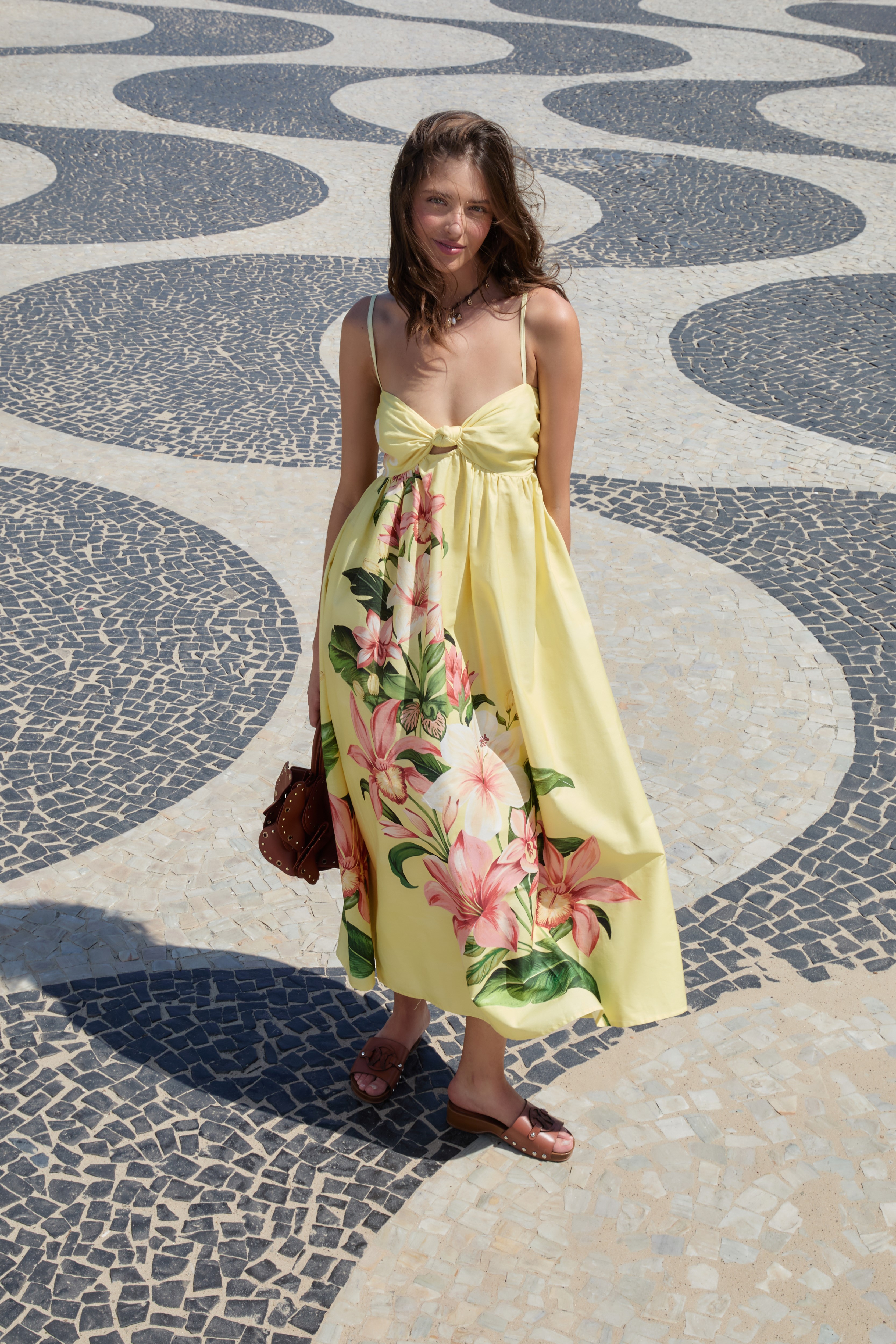 Vestido Longo Alcinhas Estampado Floribel