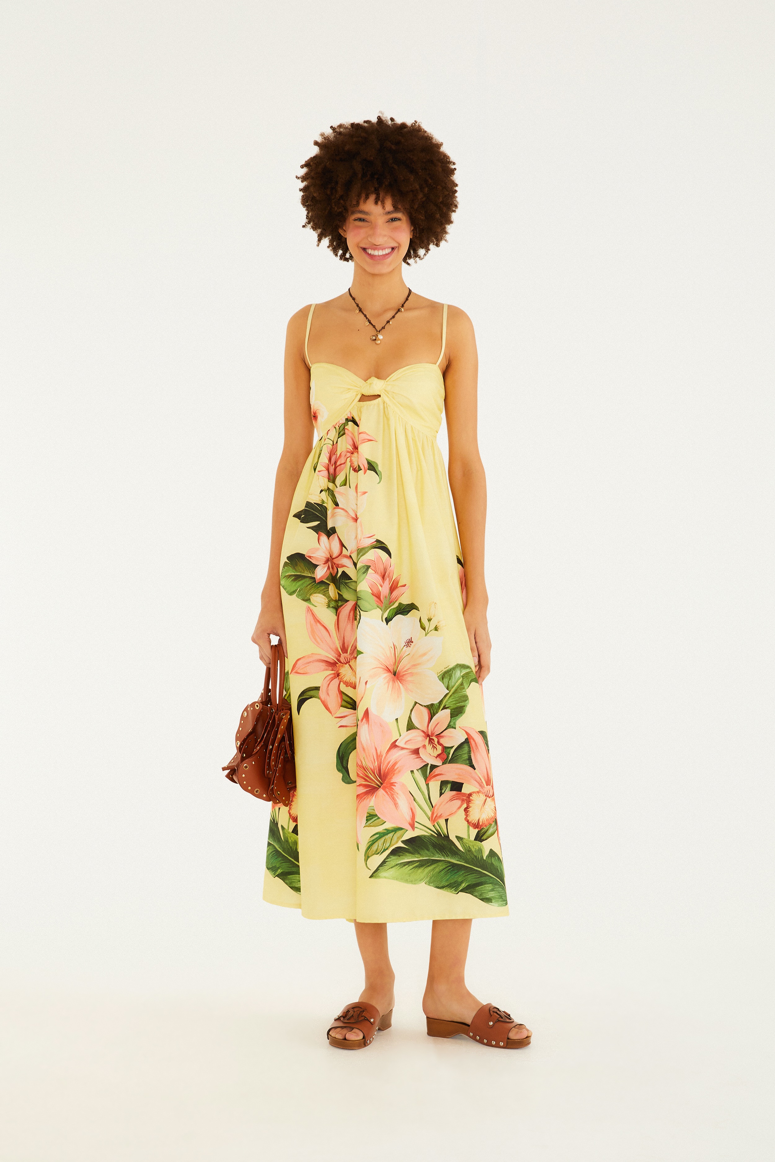 Vestido Longo Alcinhas Estampado Floribel
