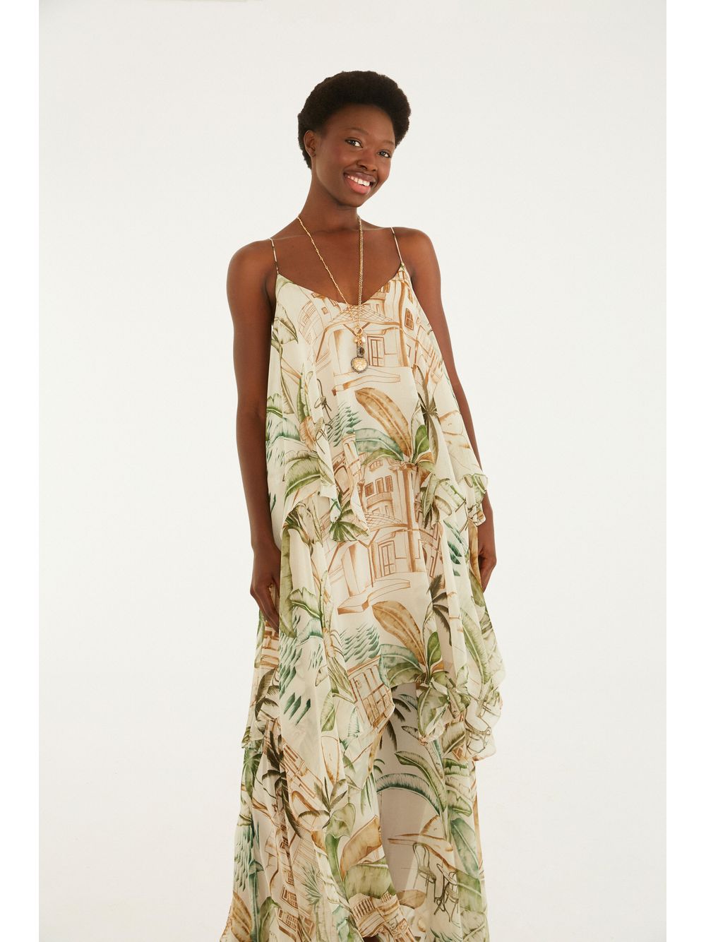 Farm — Vestido Pontas Estampado Teresa