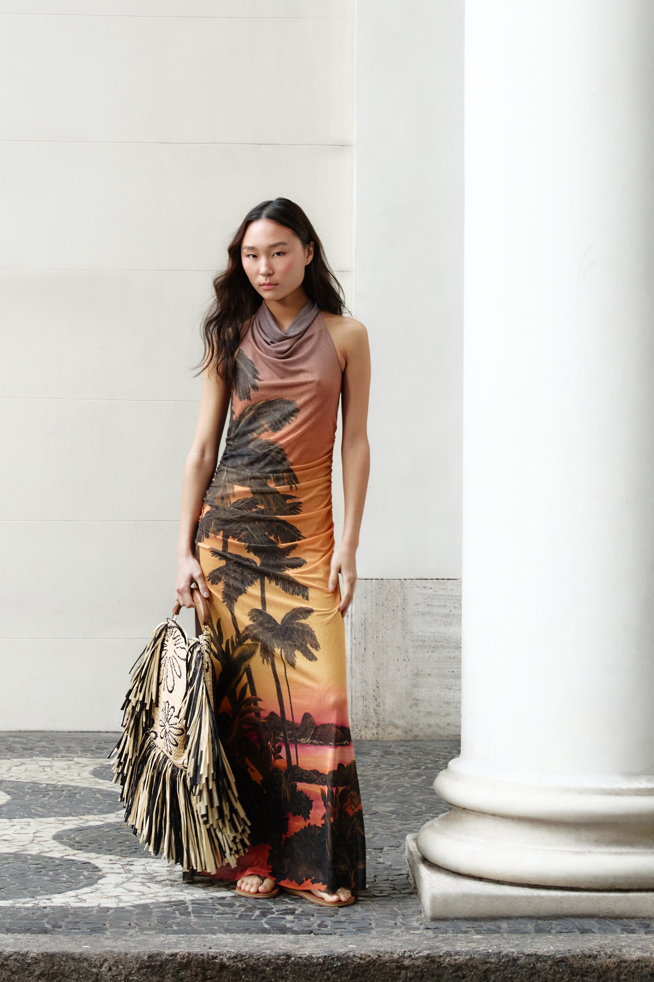 Vestido Tule Degagê Estampado Mirante