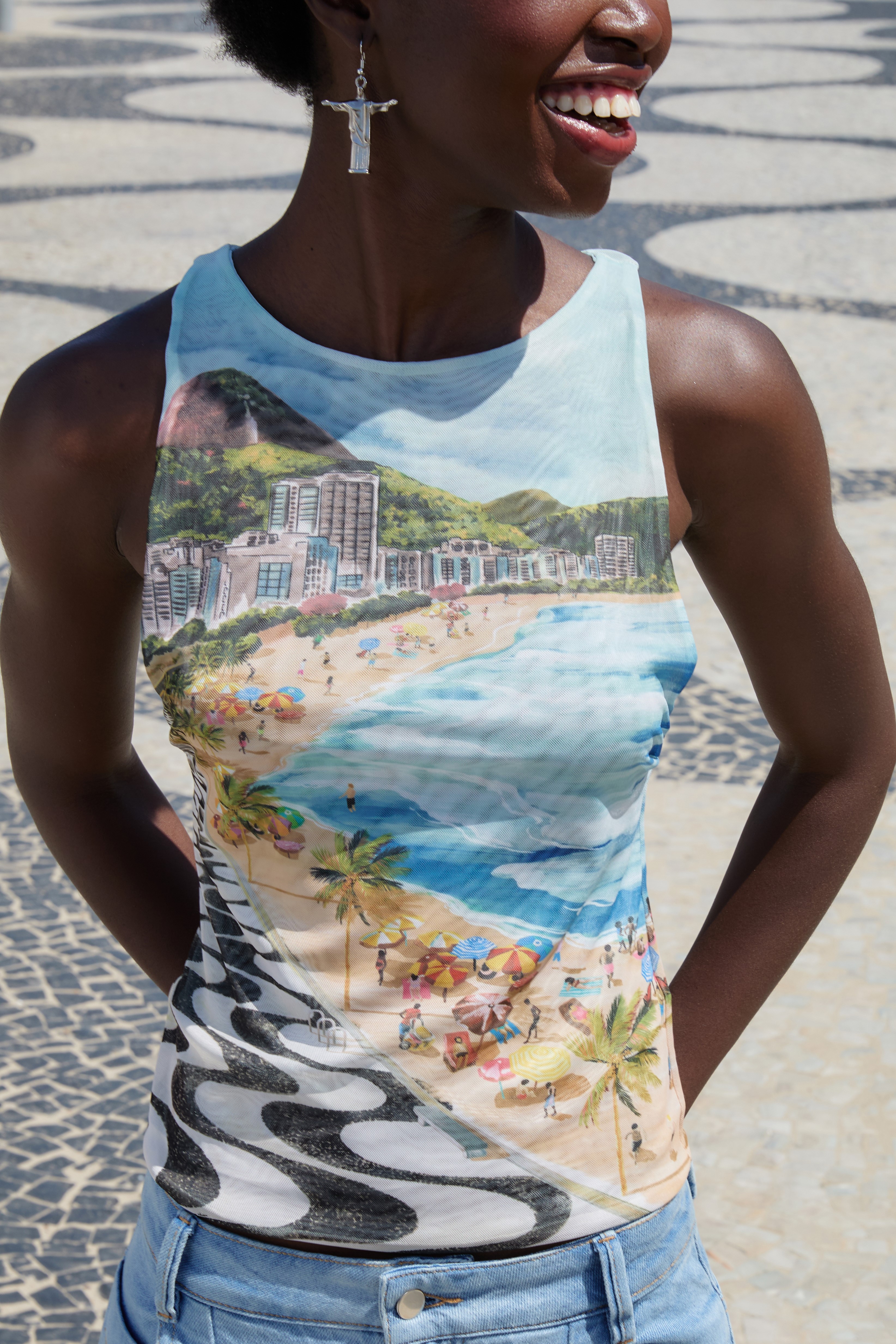 Blusa Tule Estampada Copacabana
