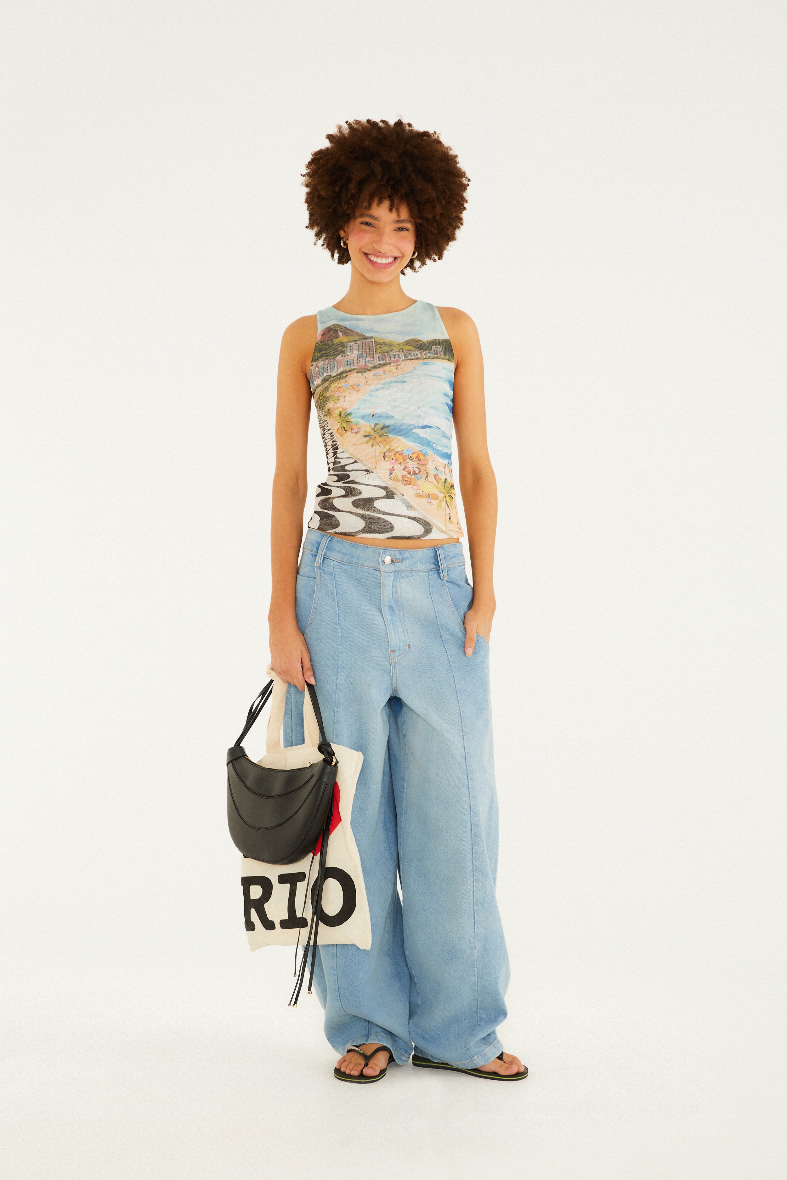 Blusa Tule Estampada Copacabana
