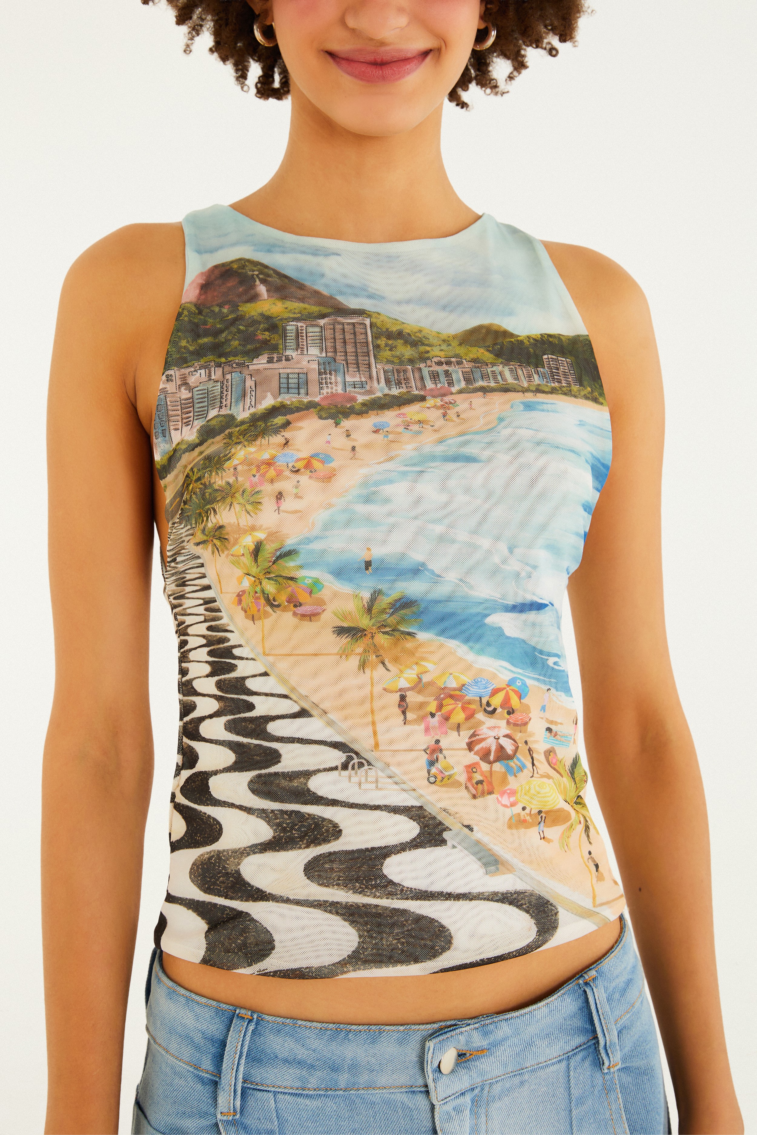 Blusa Tule Estampada Copacabana