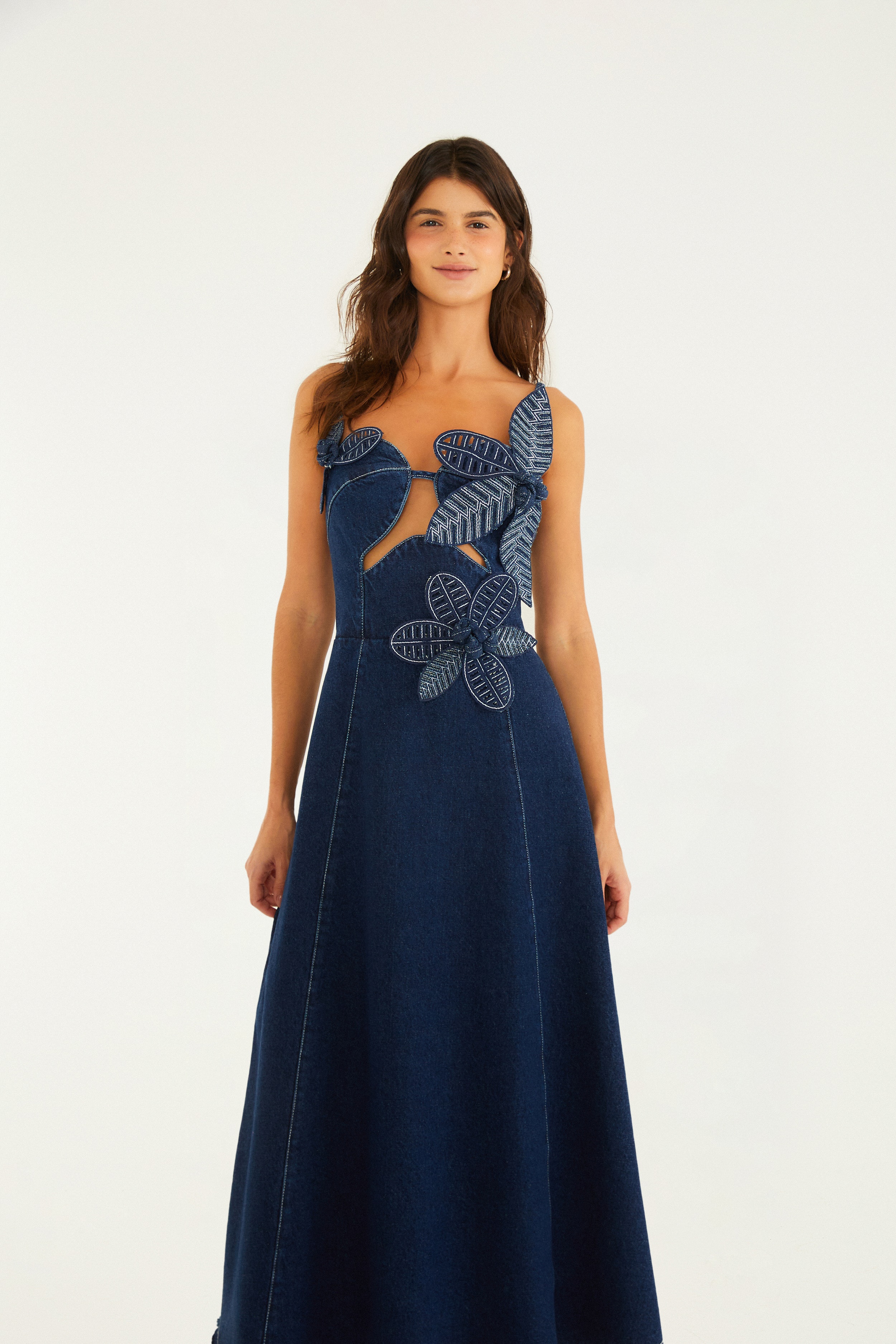Vestido Jeans Flor