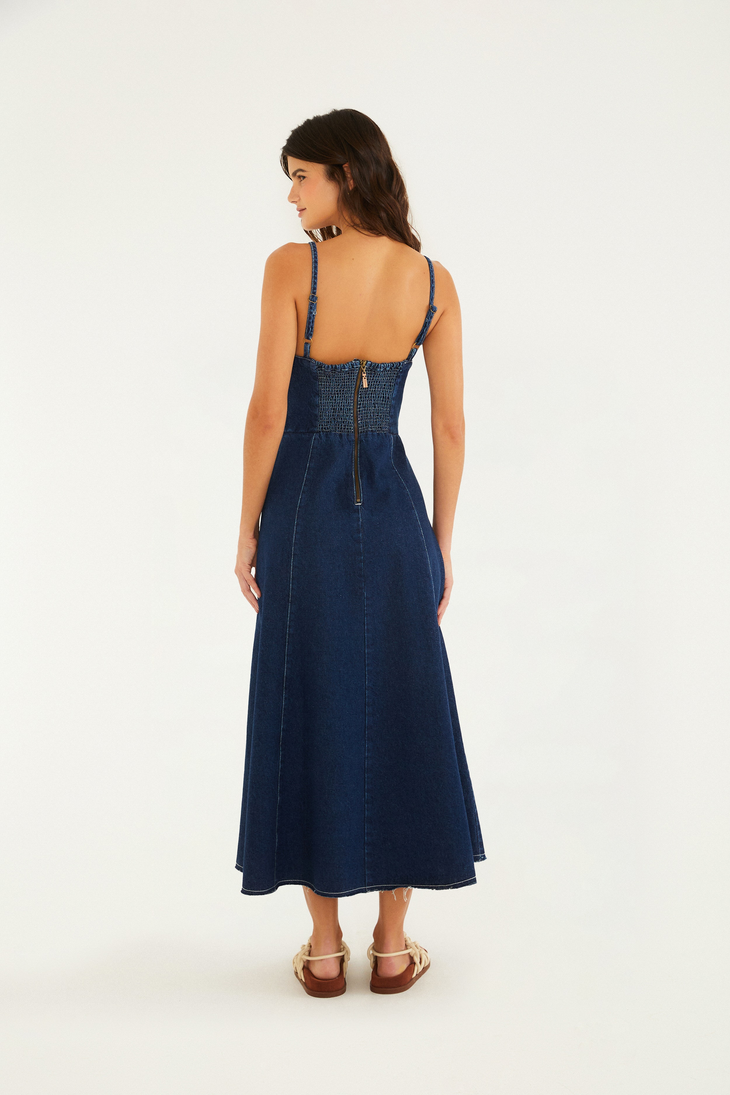 Vestido Jeans Flor