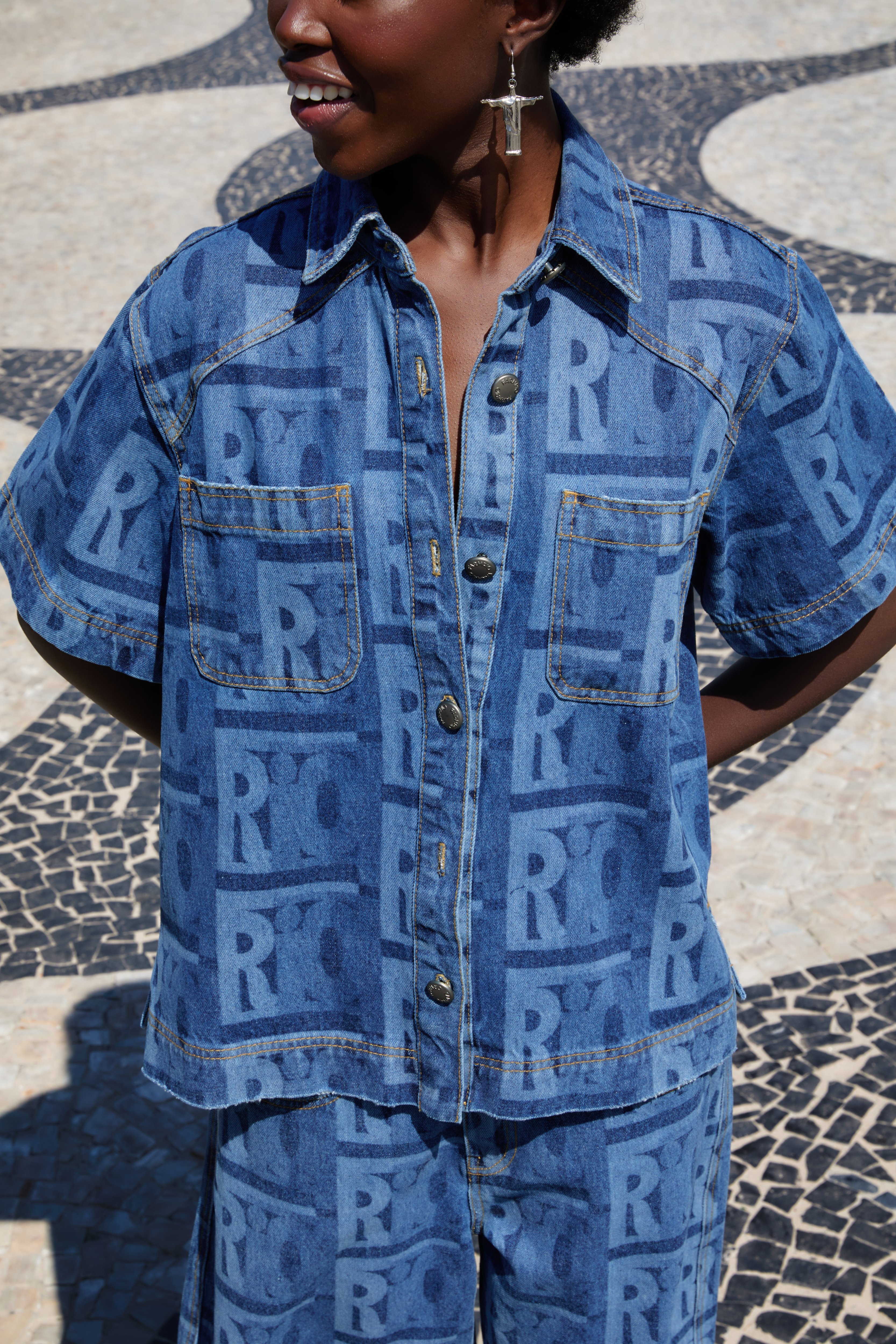 Camisa Jeans Laser Rio Grafico