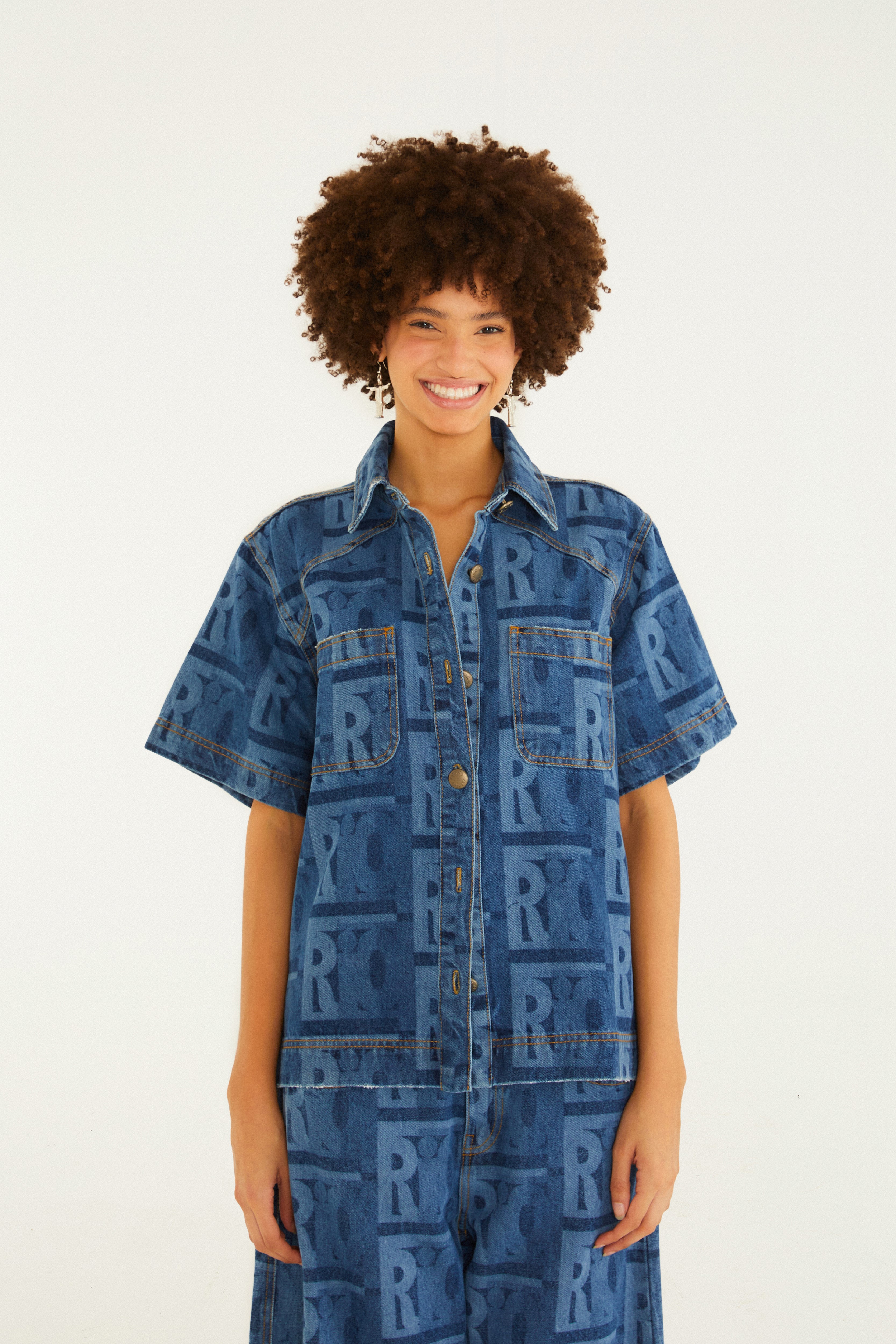 Camisa Jeans Laser Rio Grafico