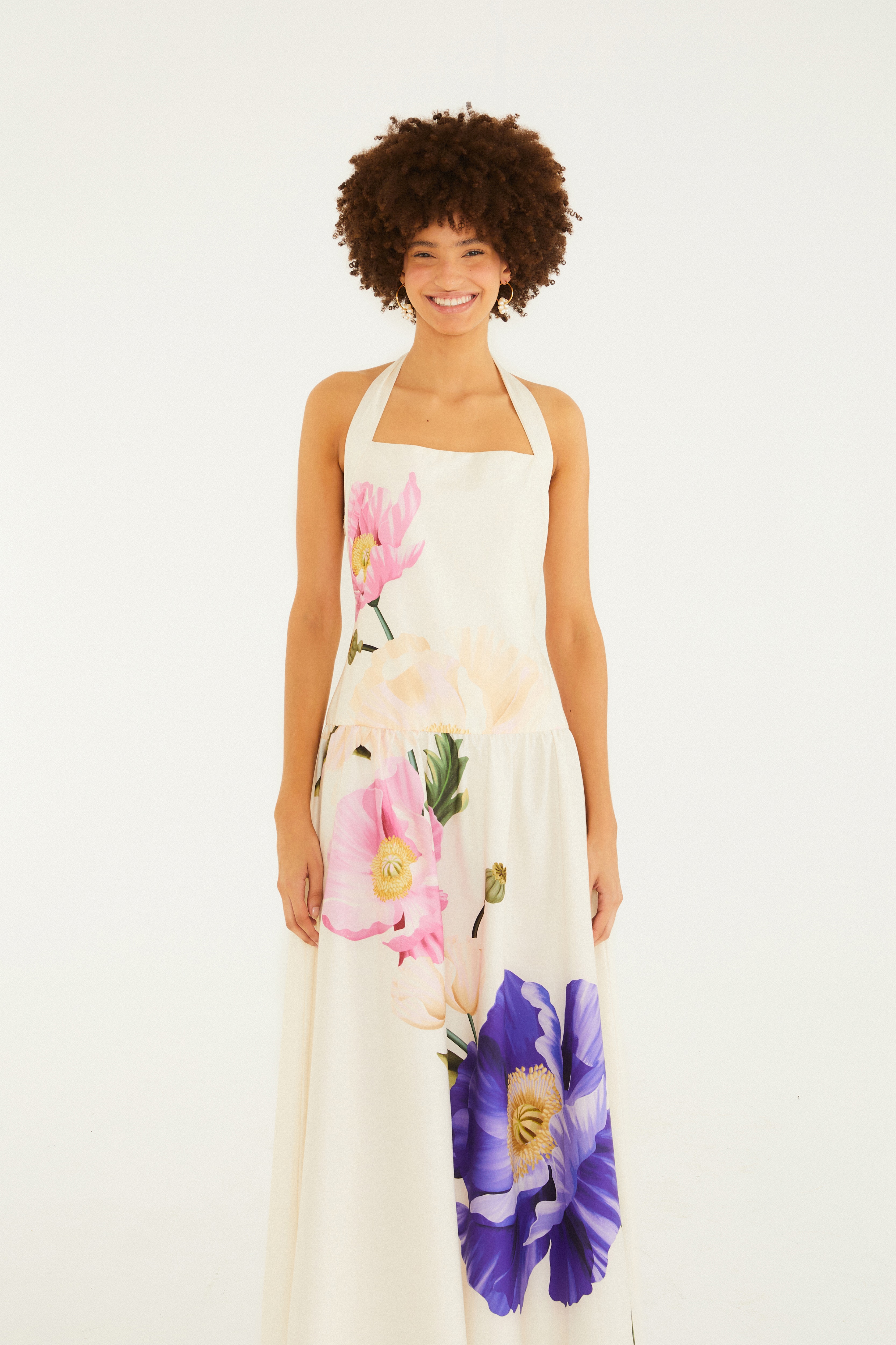 Vestido Cropped Estampado Lola Buquê