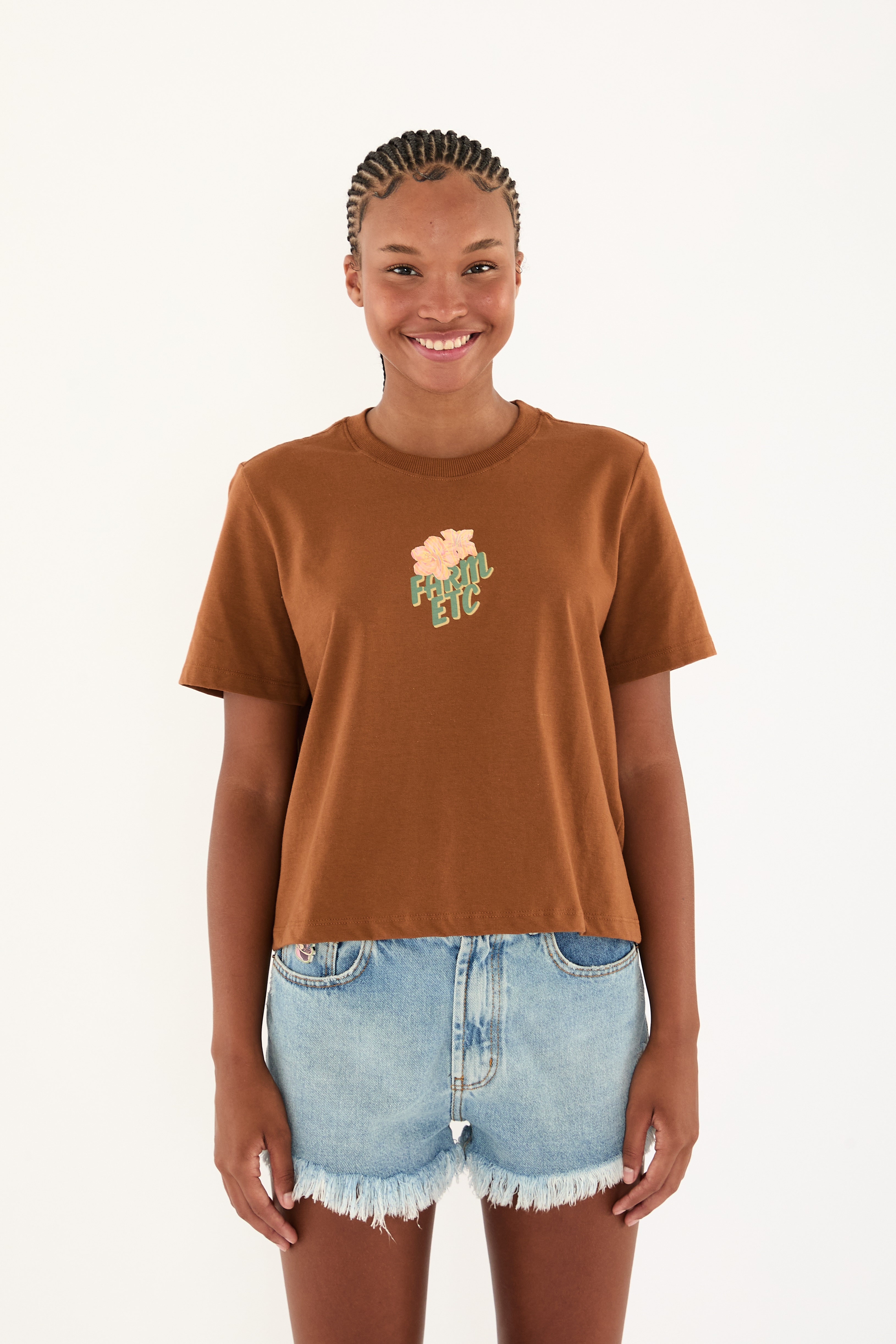 T-Shirt Prainha Etc Hibisco Toffee