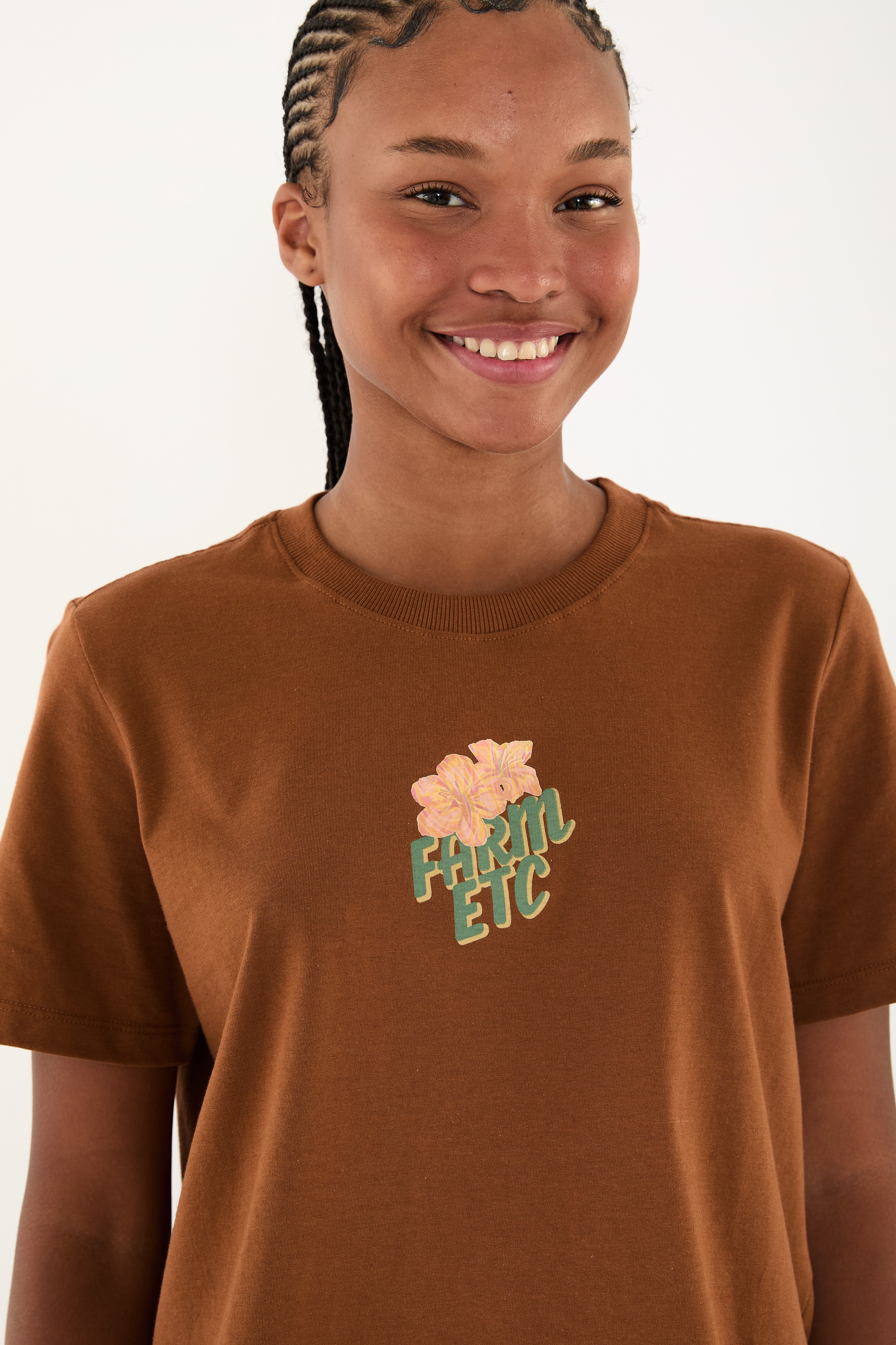 T-Shirt Prainha Etc Hibisco Toffee