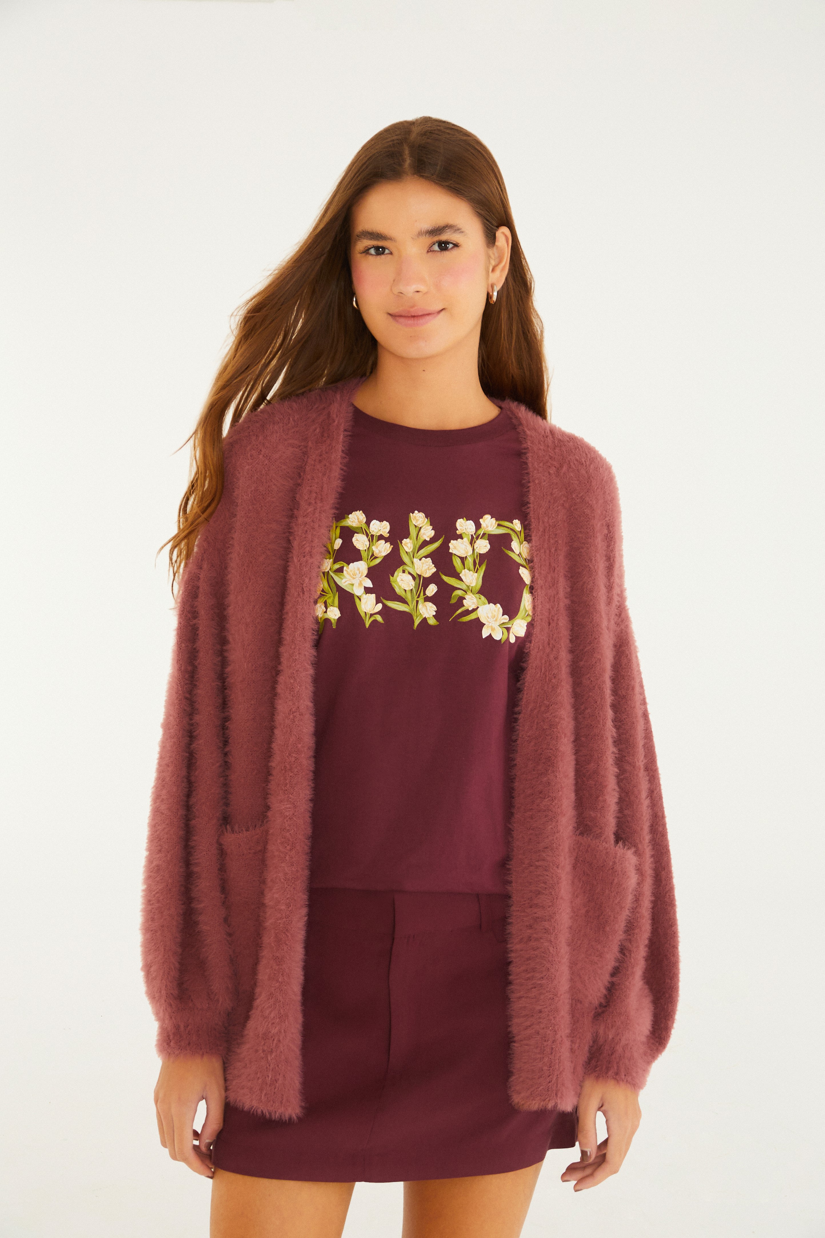 Cardigan Tricot Pelinho Com Bolso