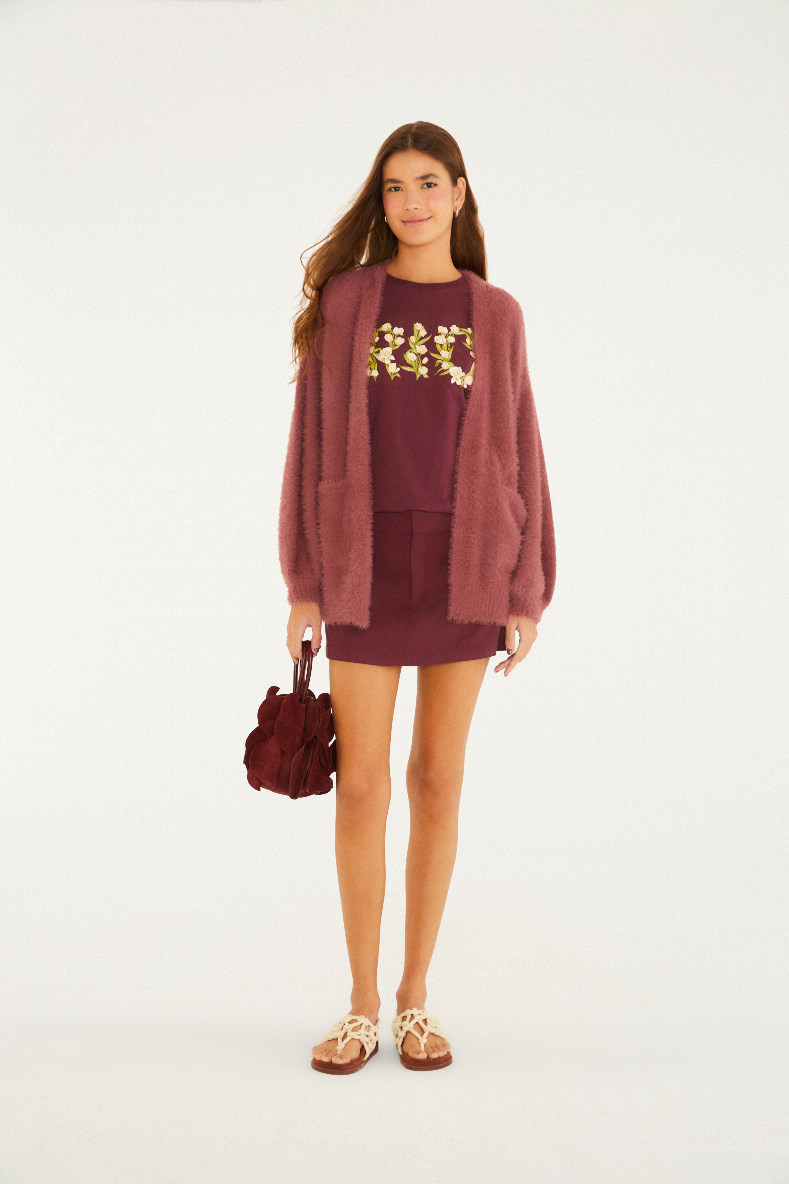 Cardigan Tricot Pelinho Com Bolso