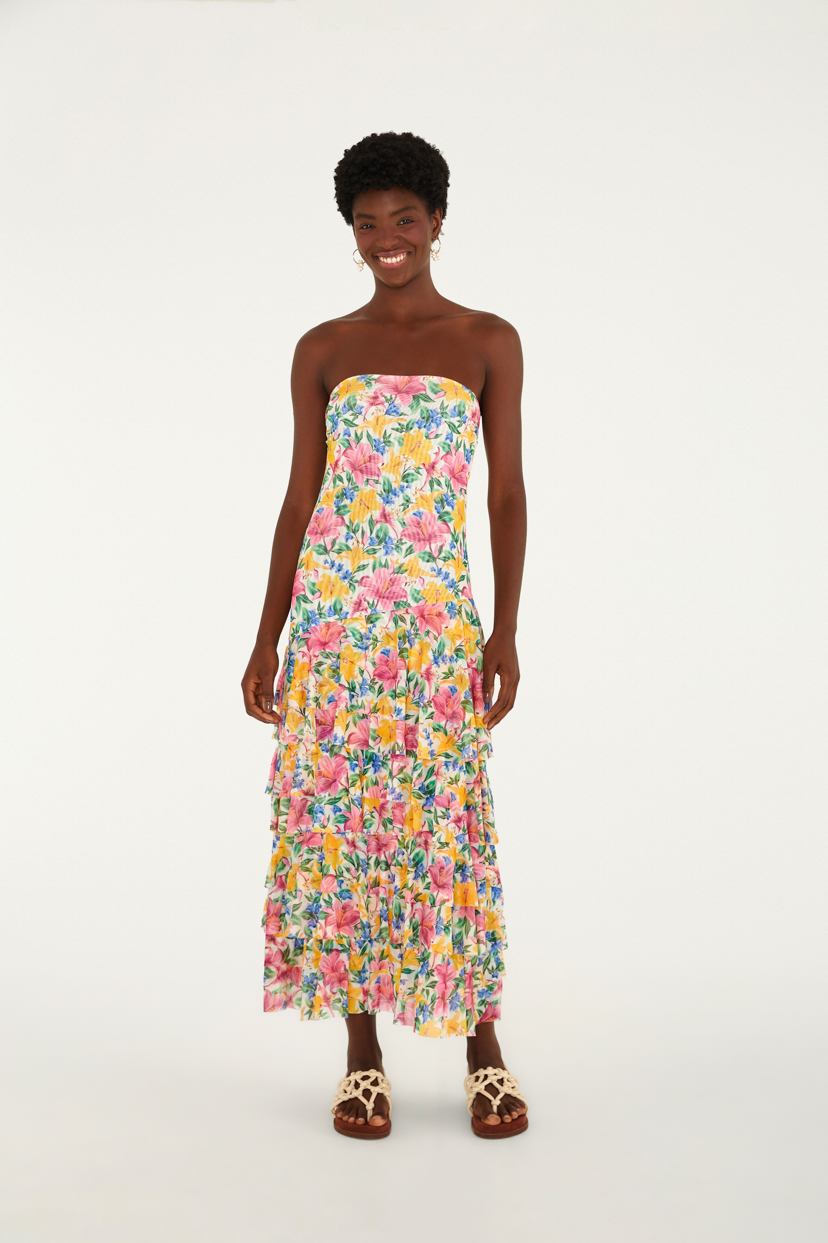 Vestido Tule Estampado Floral Malu