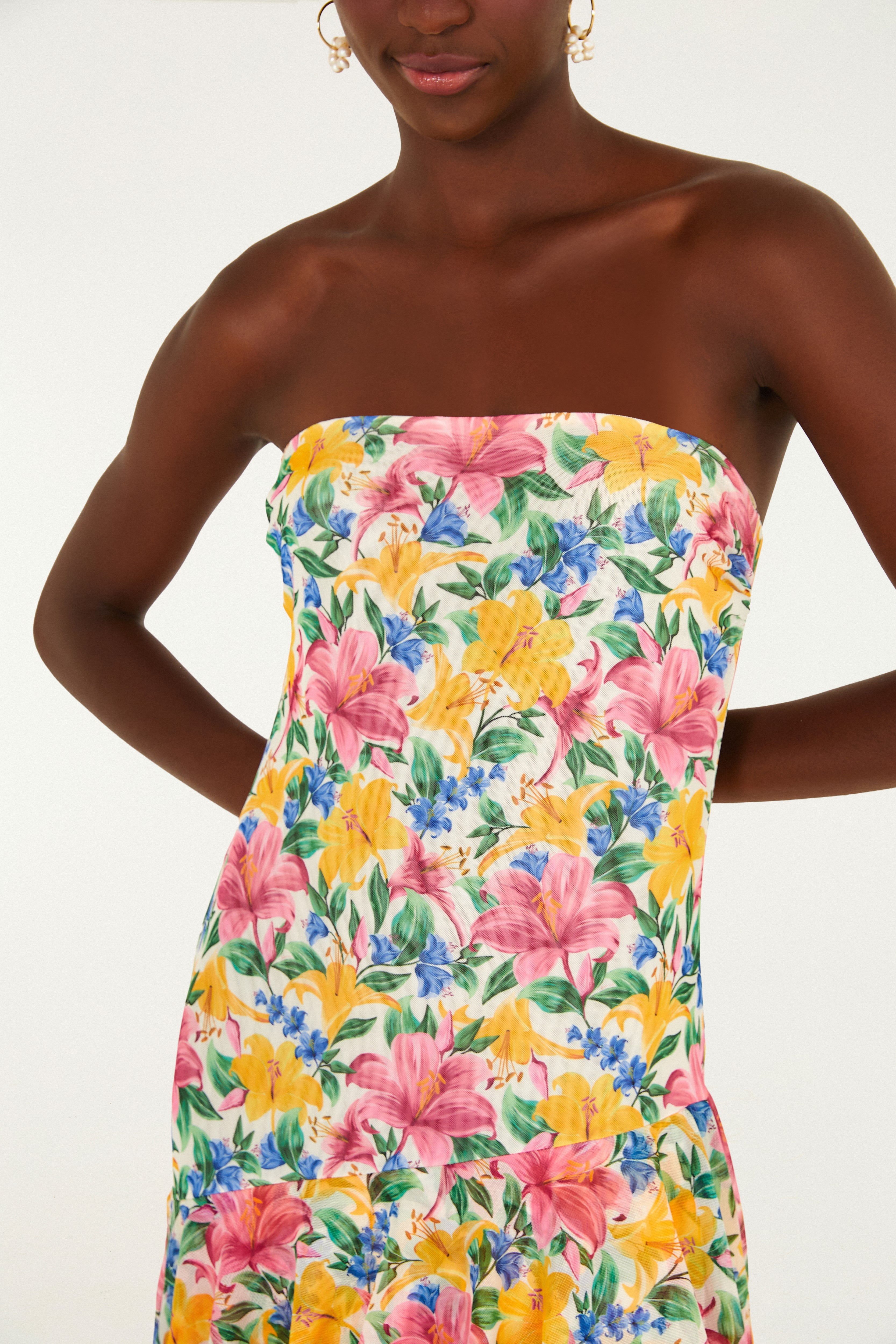 Vestido Tule Estampado Floral Malu