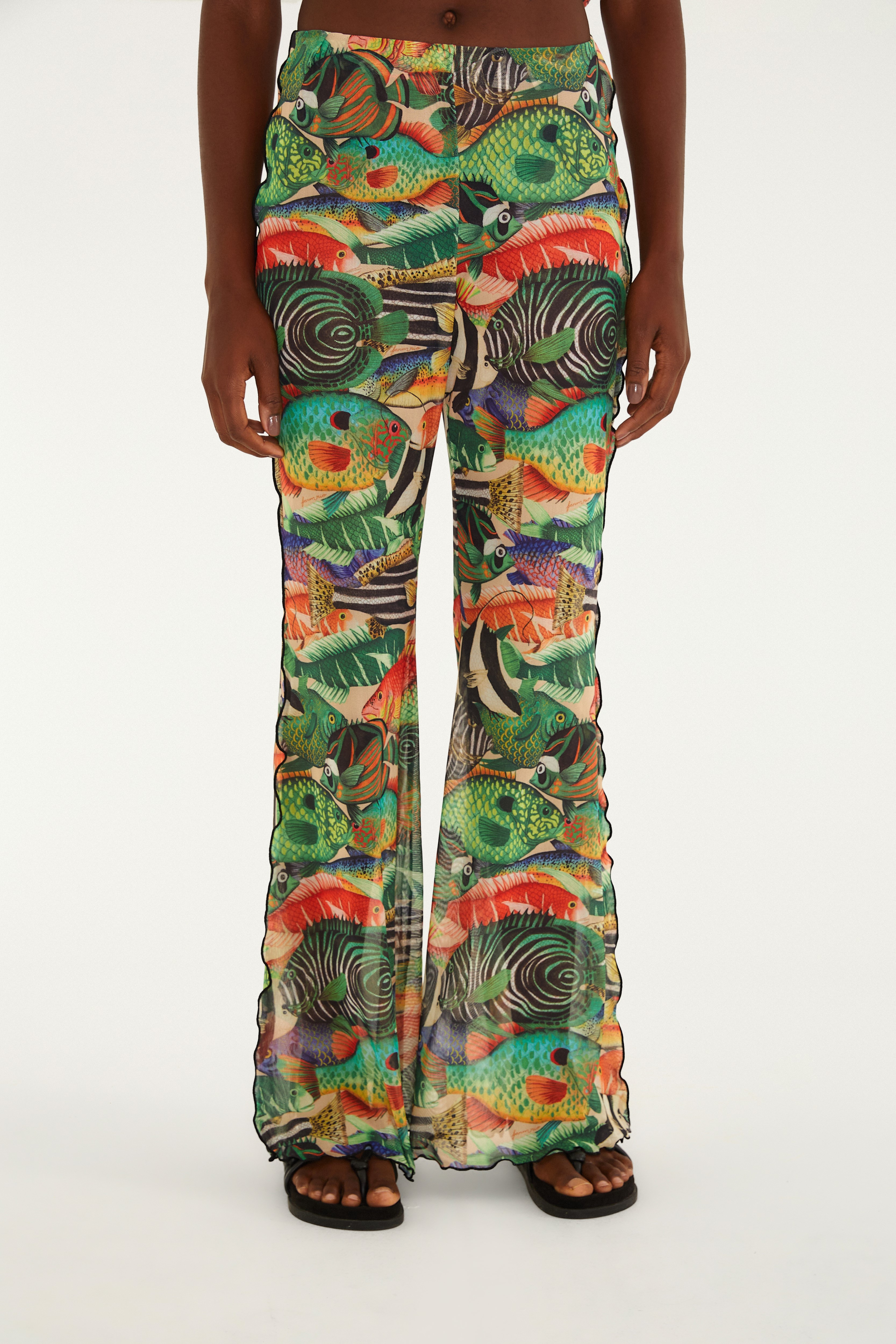 Calça Tule Estampada Peixe De Cor