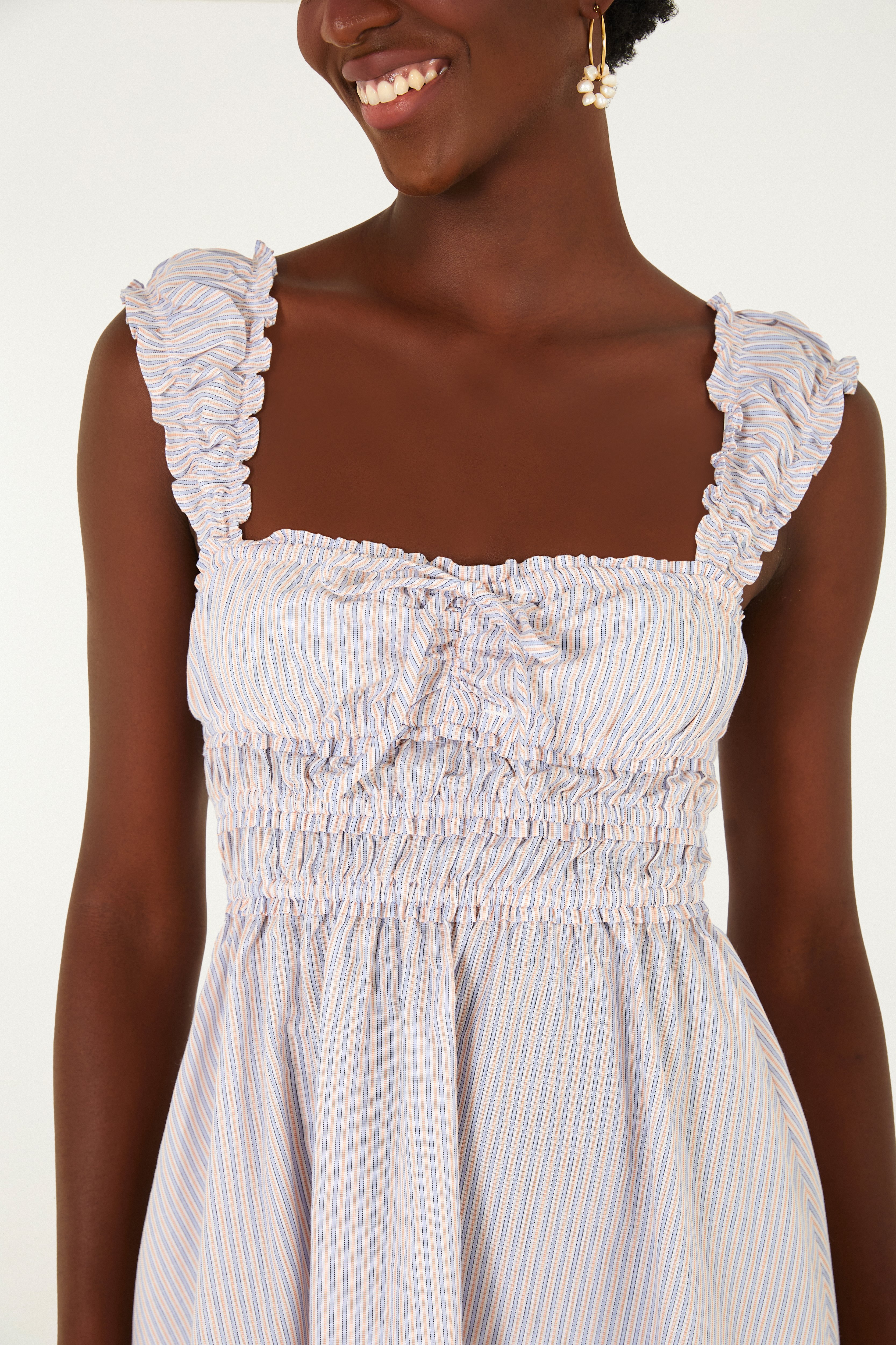 Vestido Curto Listra Laranja