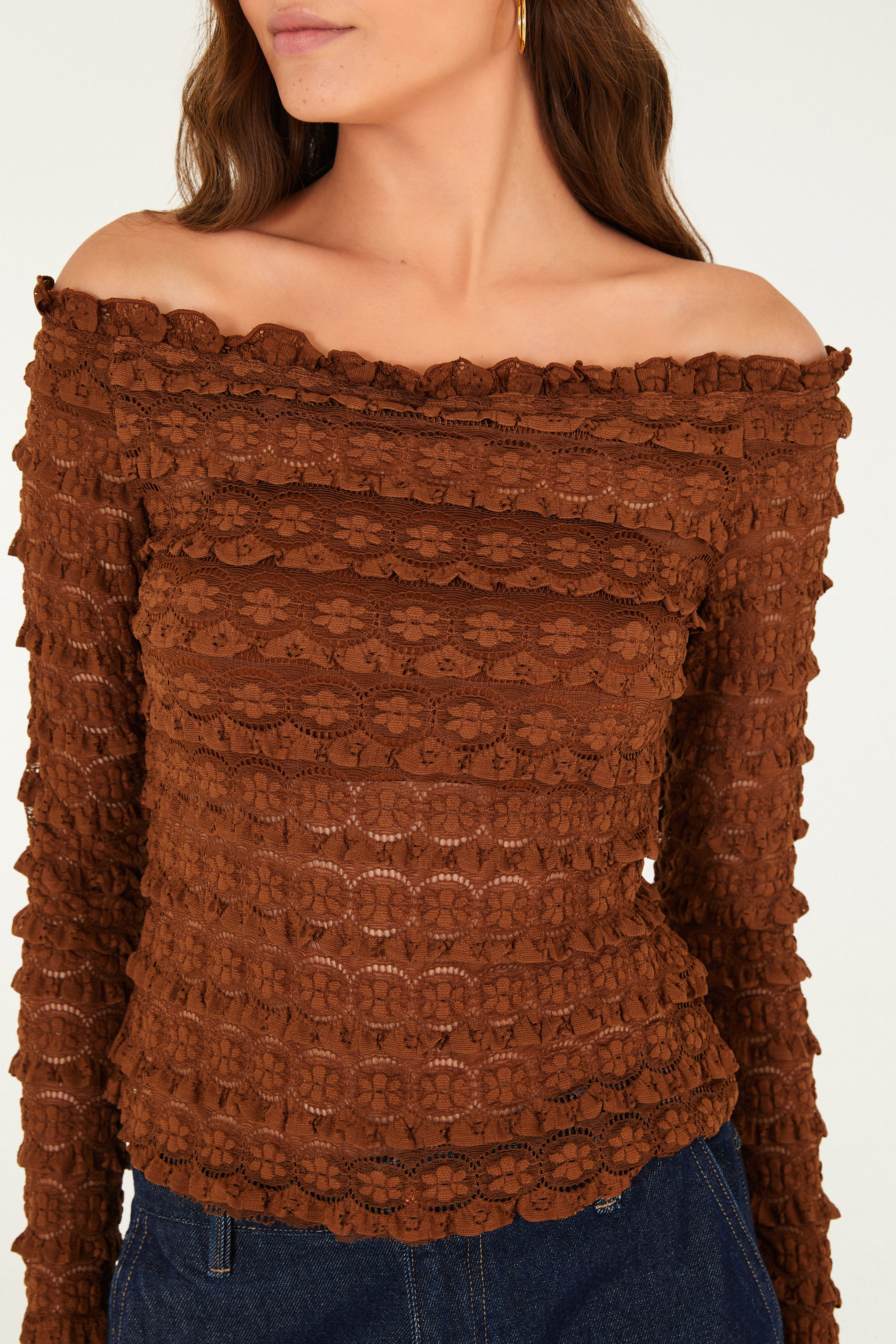 Blusa Babados Renda De Flor