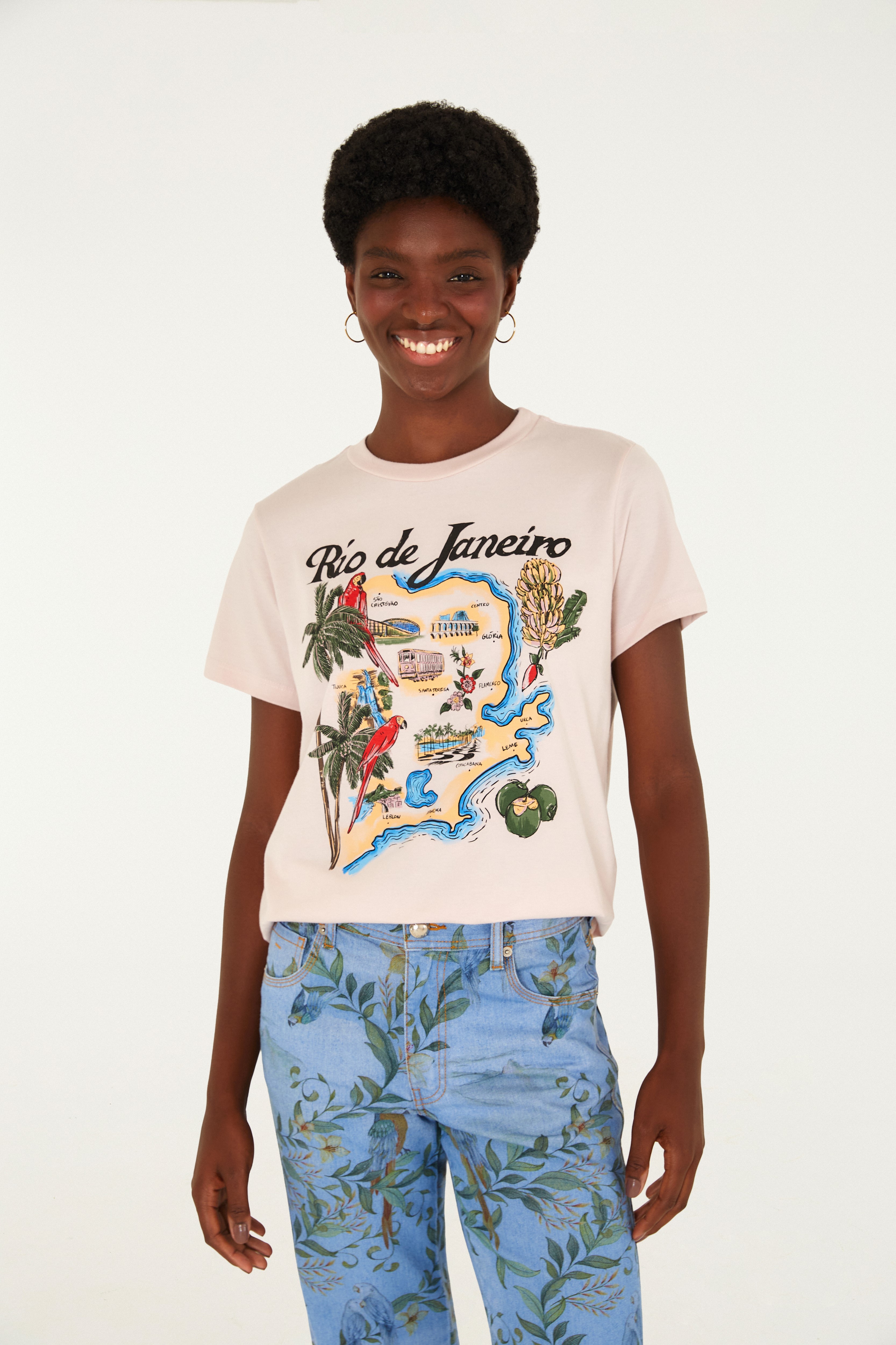 T-Shirt Fit Mapa Farm Rio Rosa