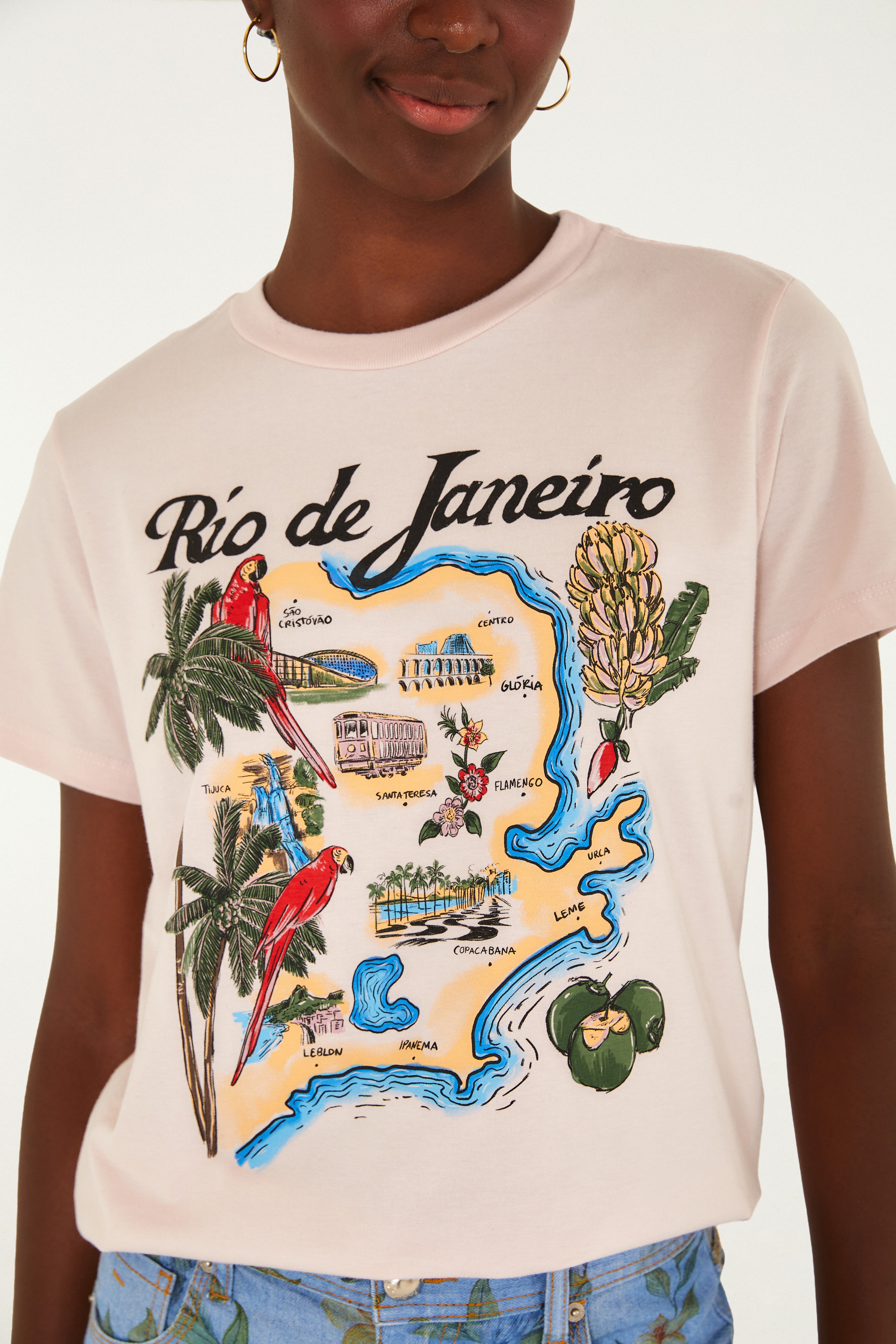 T-Shirt Fit Mapa Farm Rio Rosa T-Shirt Fit Mapa Farm Rio Rosa