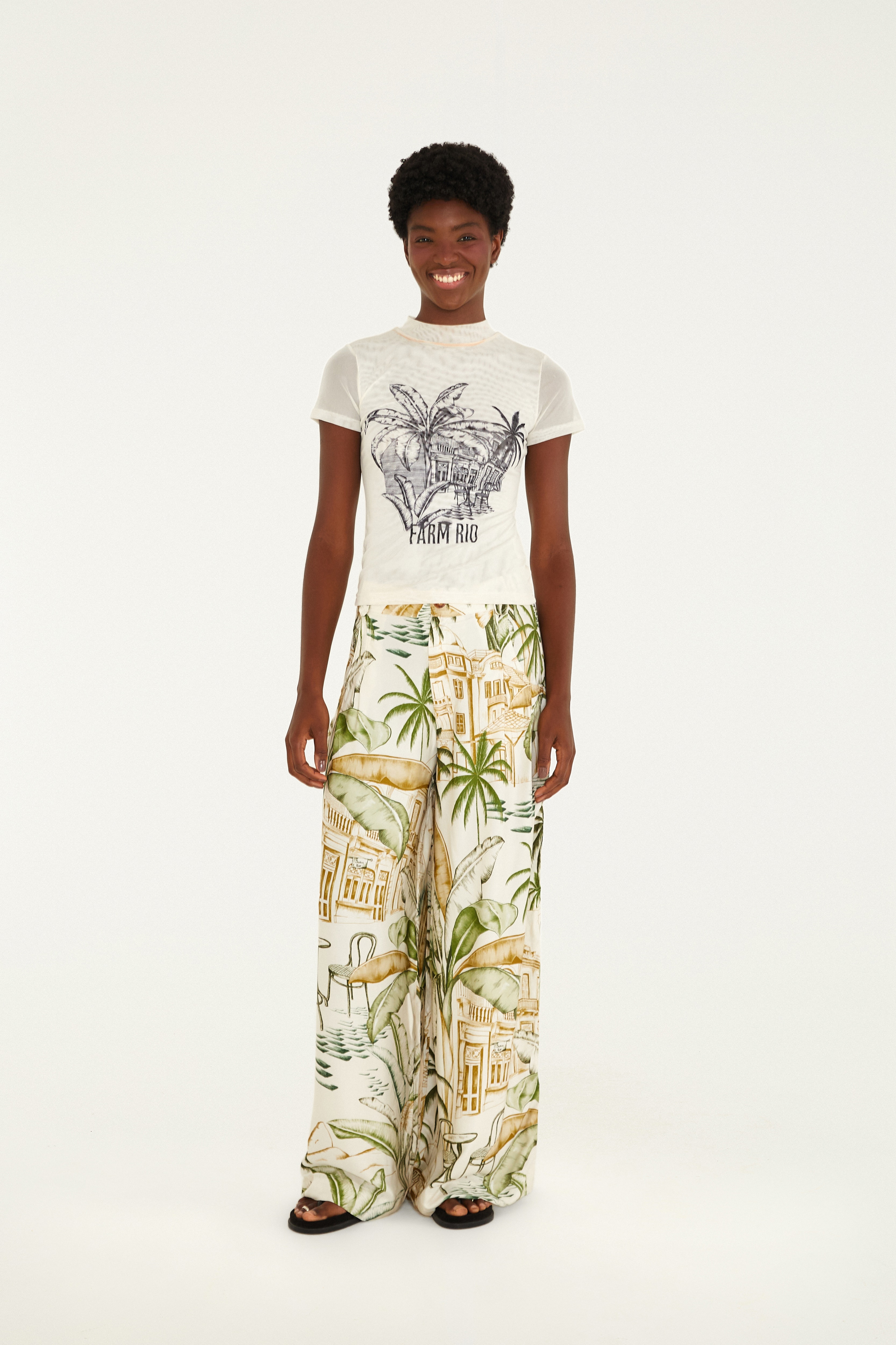 Calça Pantalona Estampada Teresa