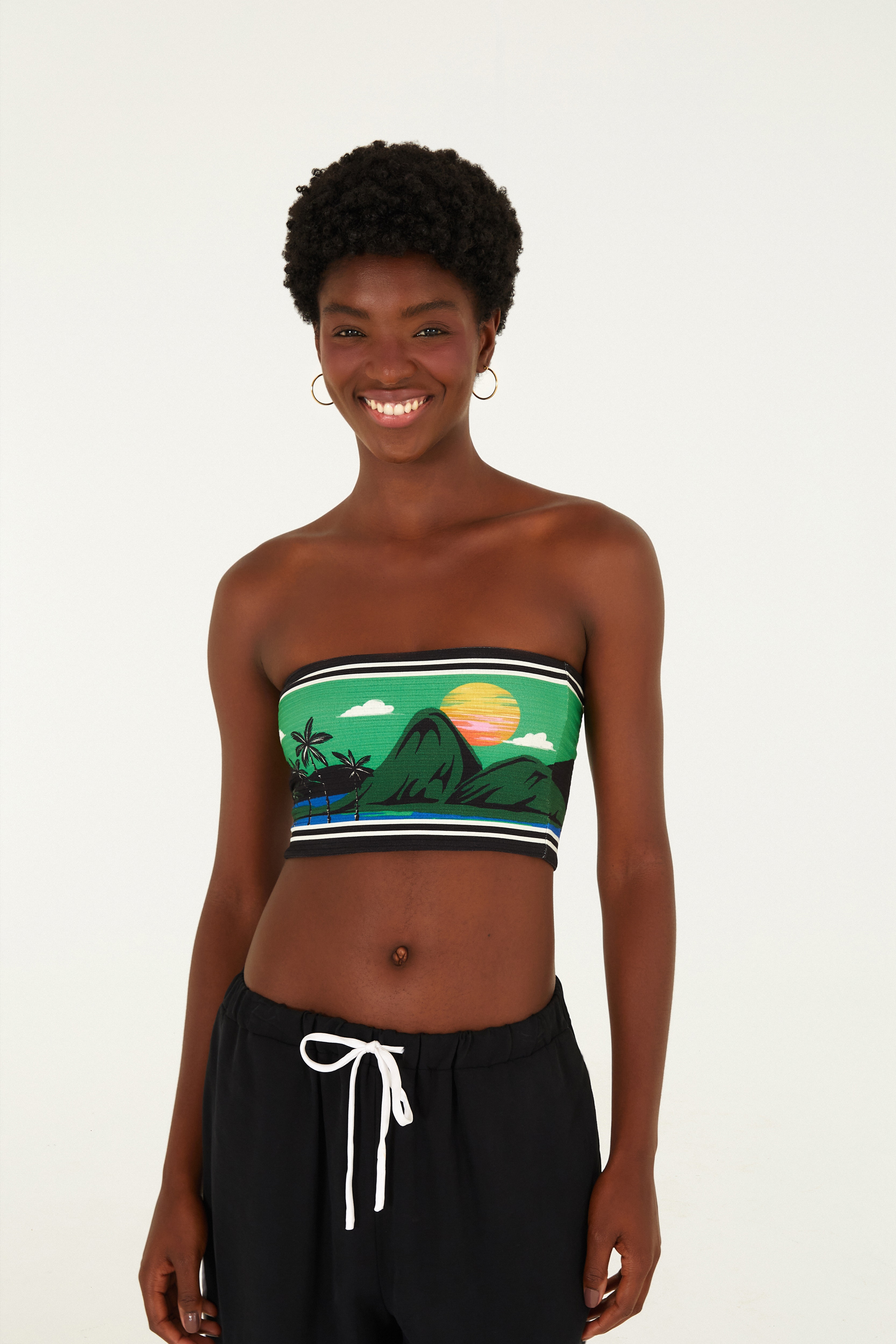 Top Lastex Estampado Passarinho