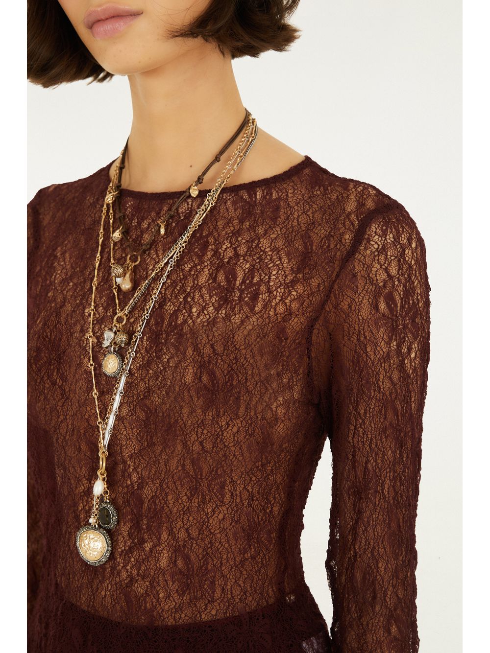 Farm — Blusa Manga Longa Rendinha