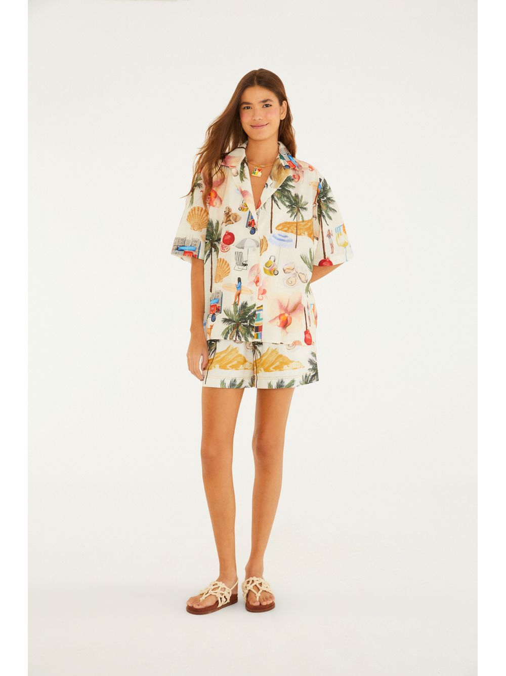 Farm — Camisa Estampada Colagem Carioca