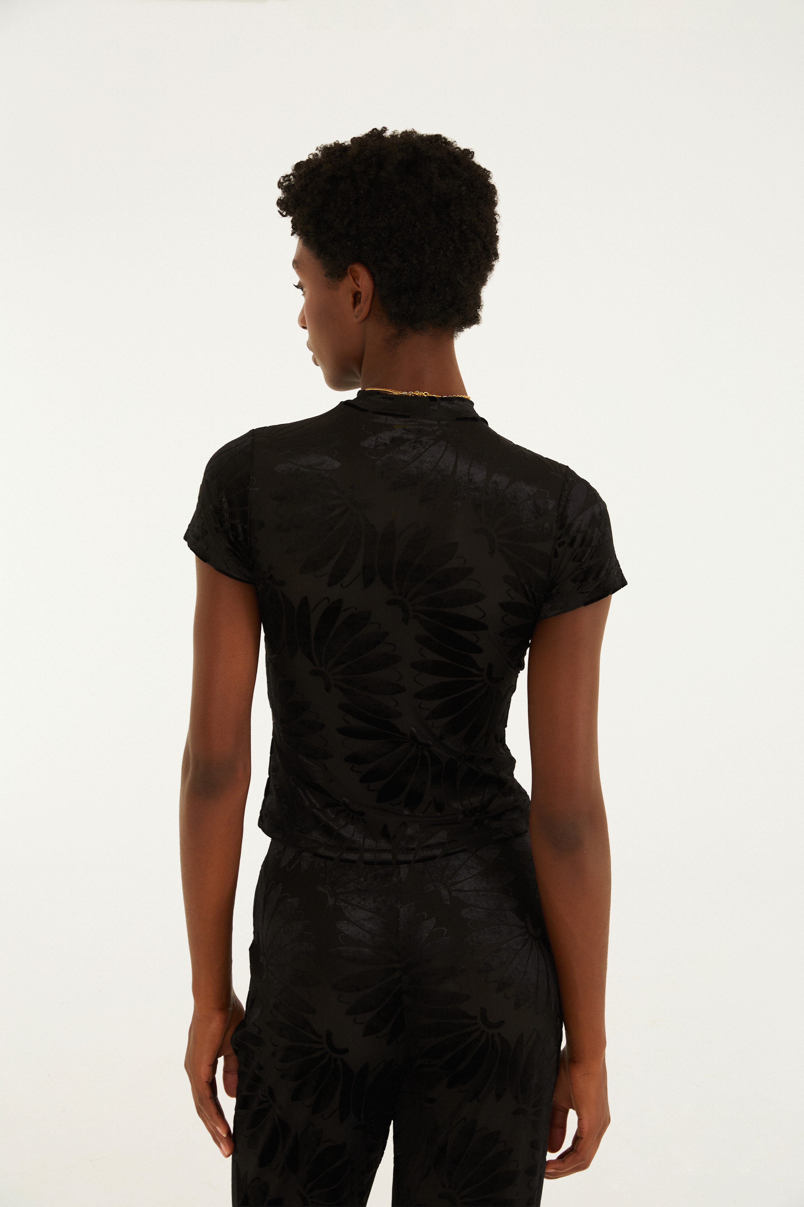 Blusa Tule Estampada Devore Banana