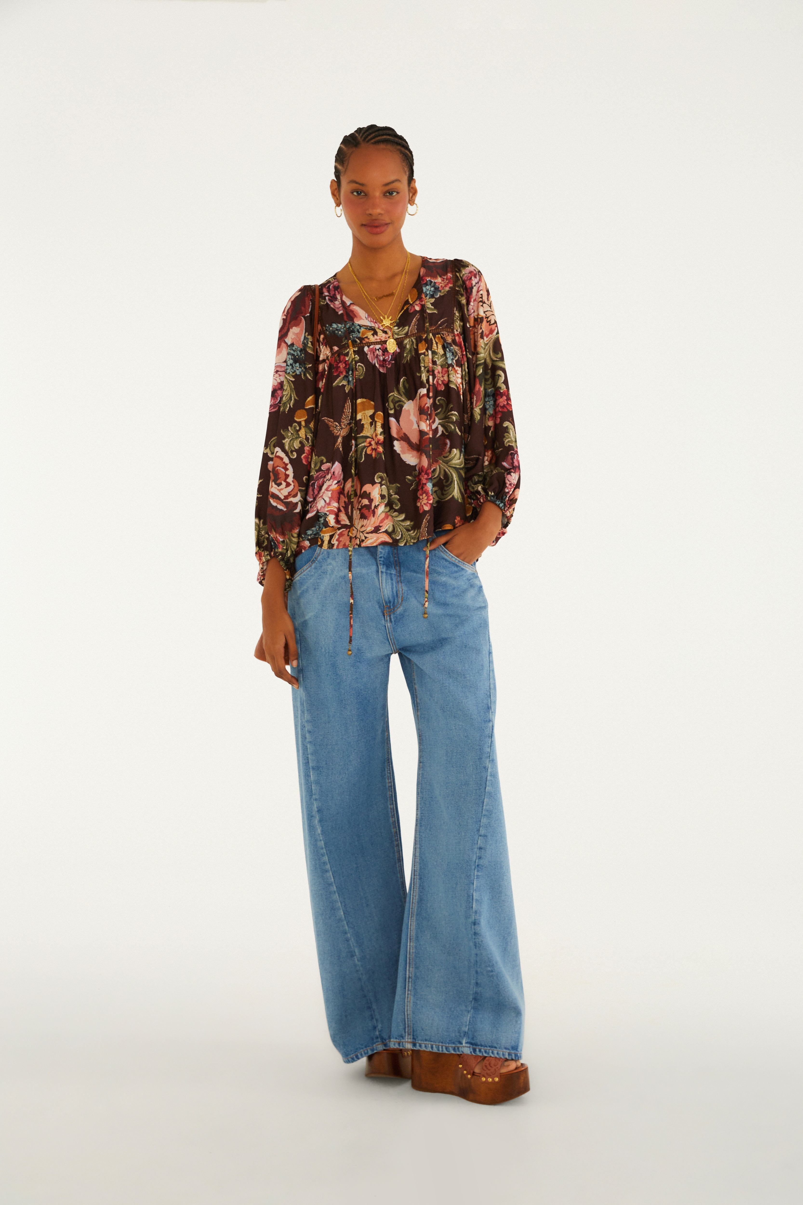 Bata Estampada Floral Clássico
