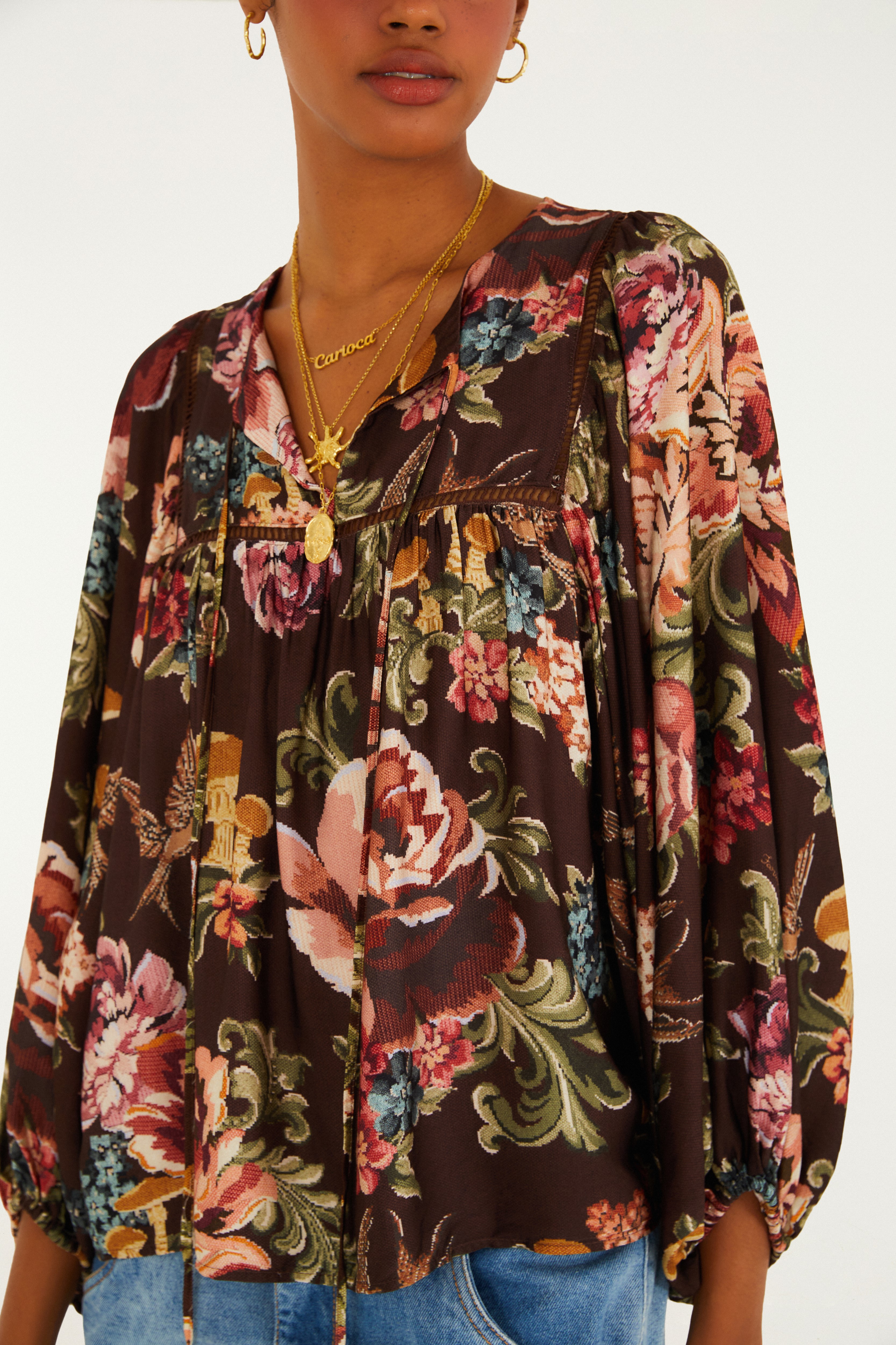 Bata Estampada Floral Clássico