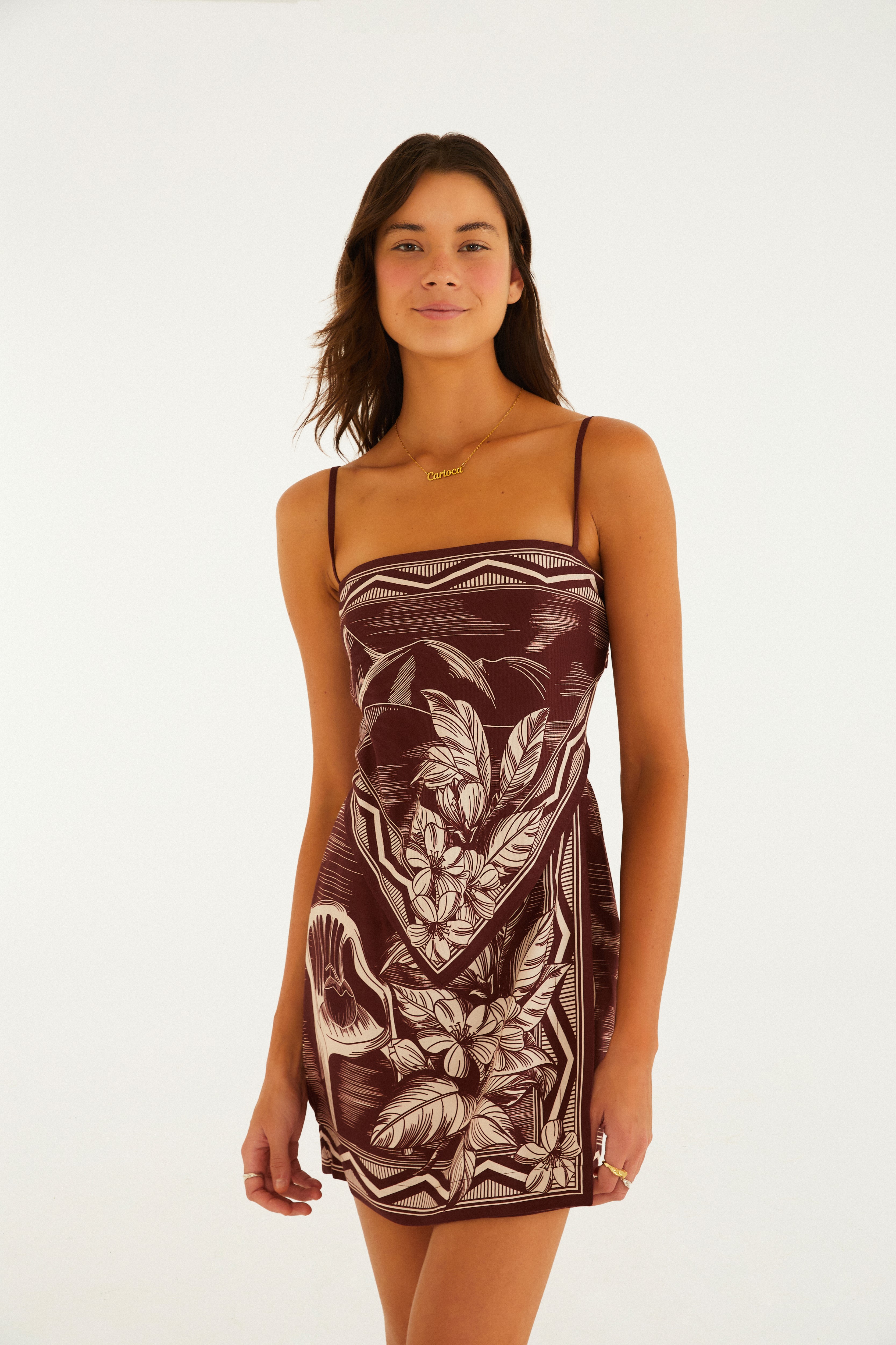 Vestido Curto Estampado Lenços Cariocas