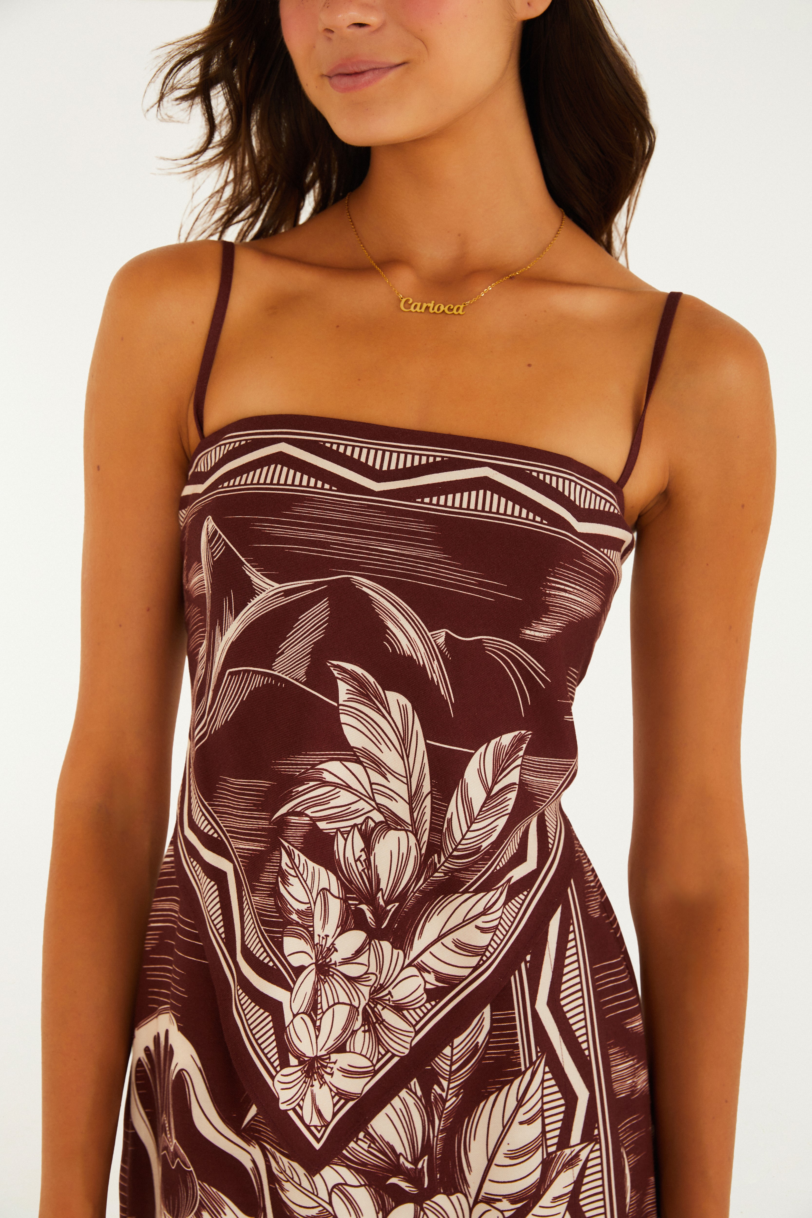 Vestido Curto Estampado Lenços Cariocas