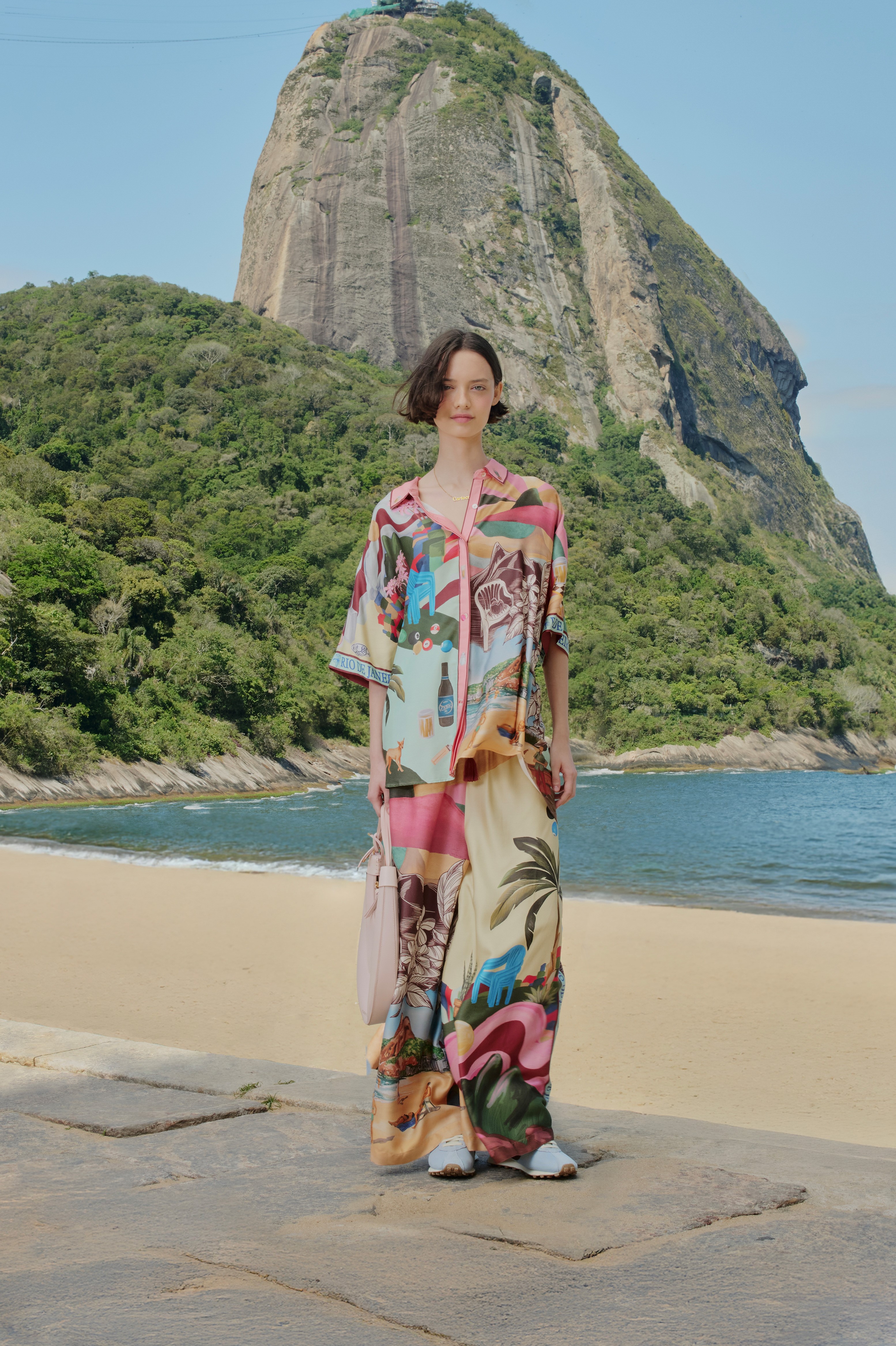 Calça Reta Estampada Lenços Cariocas