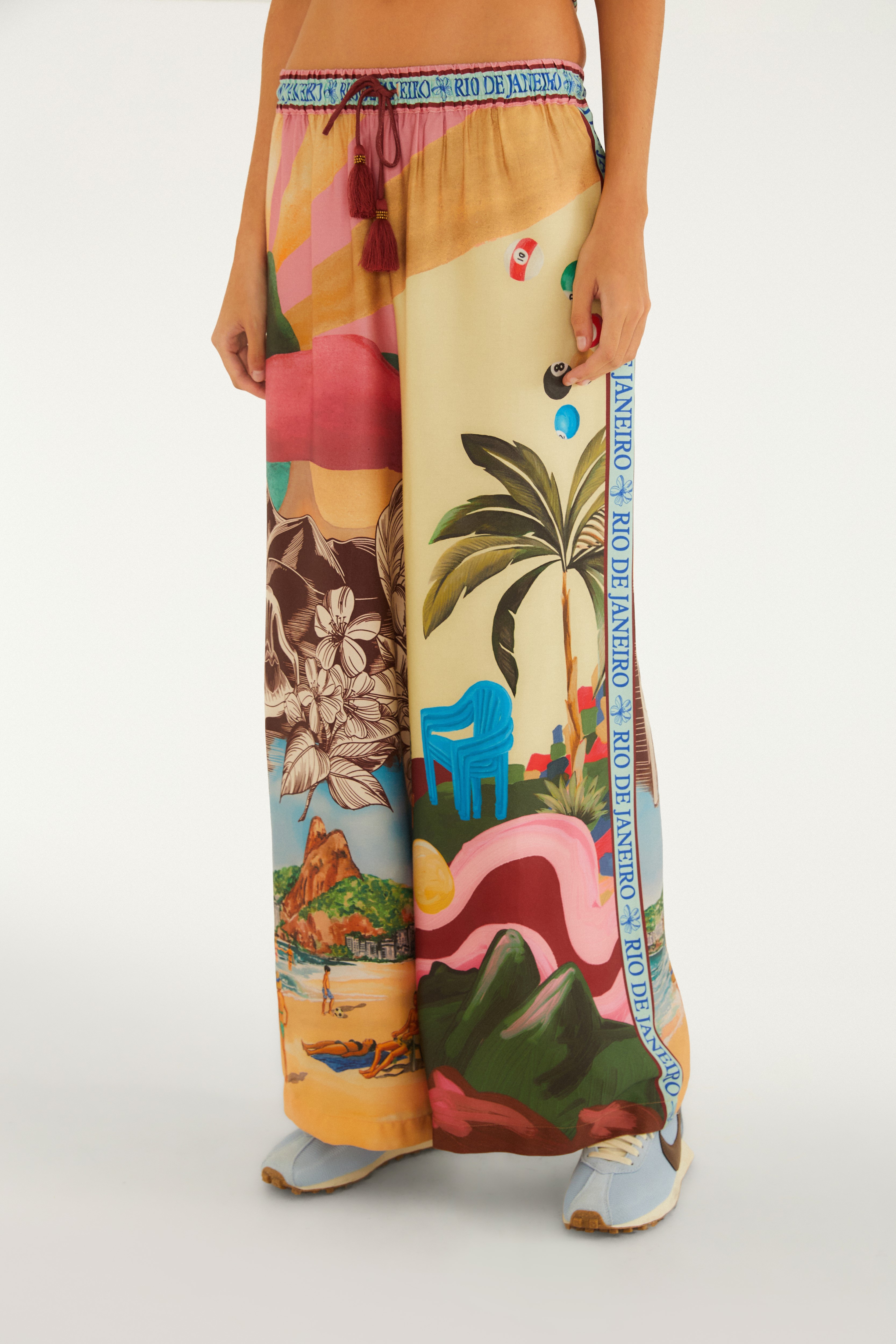 Calça Reta Estampada Lenços Cariocas