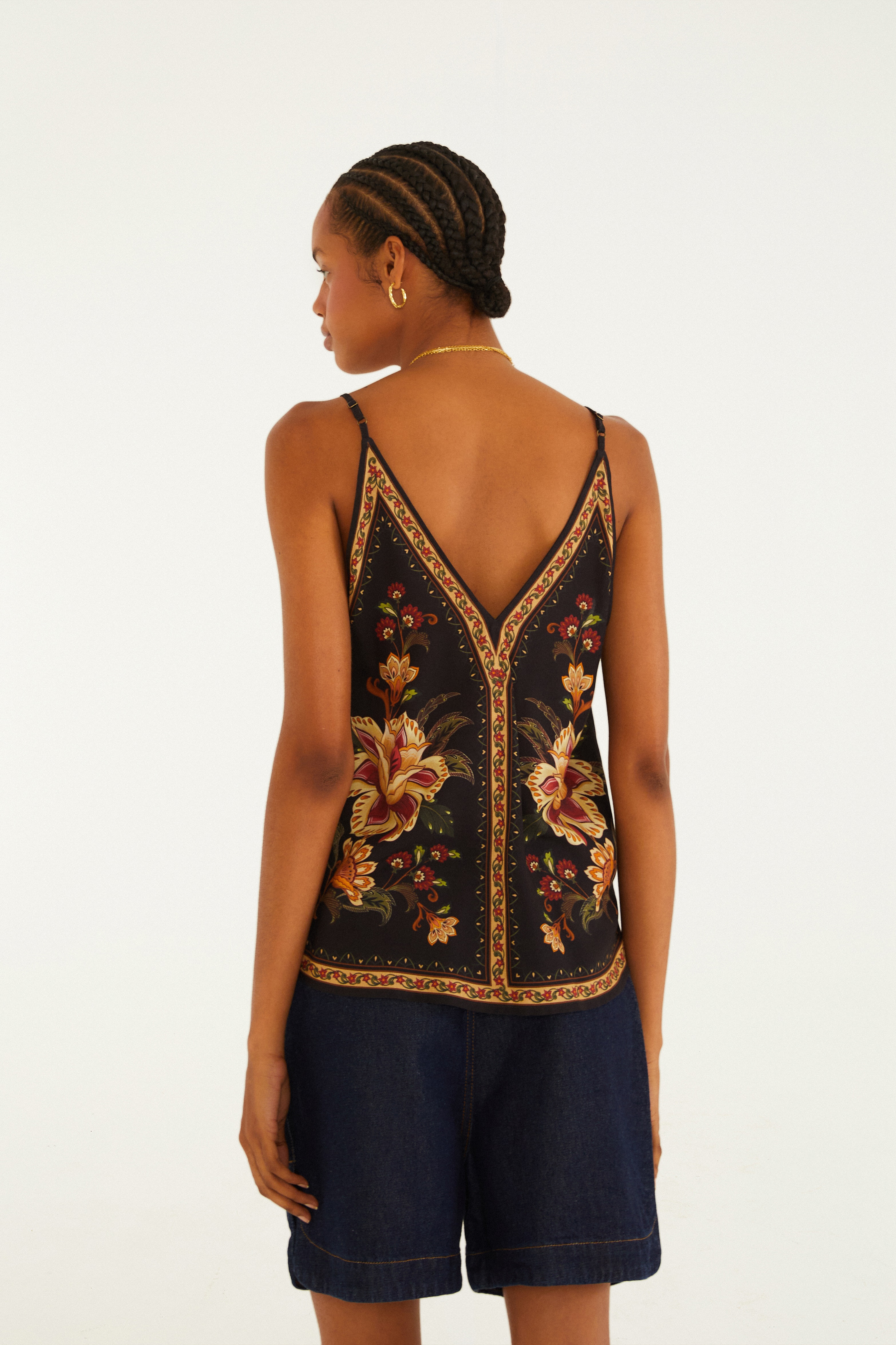 Regata Amarração Estampada Jardim Majestoso