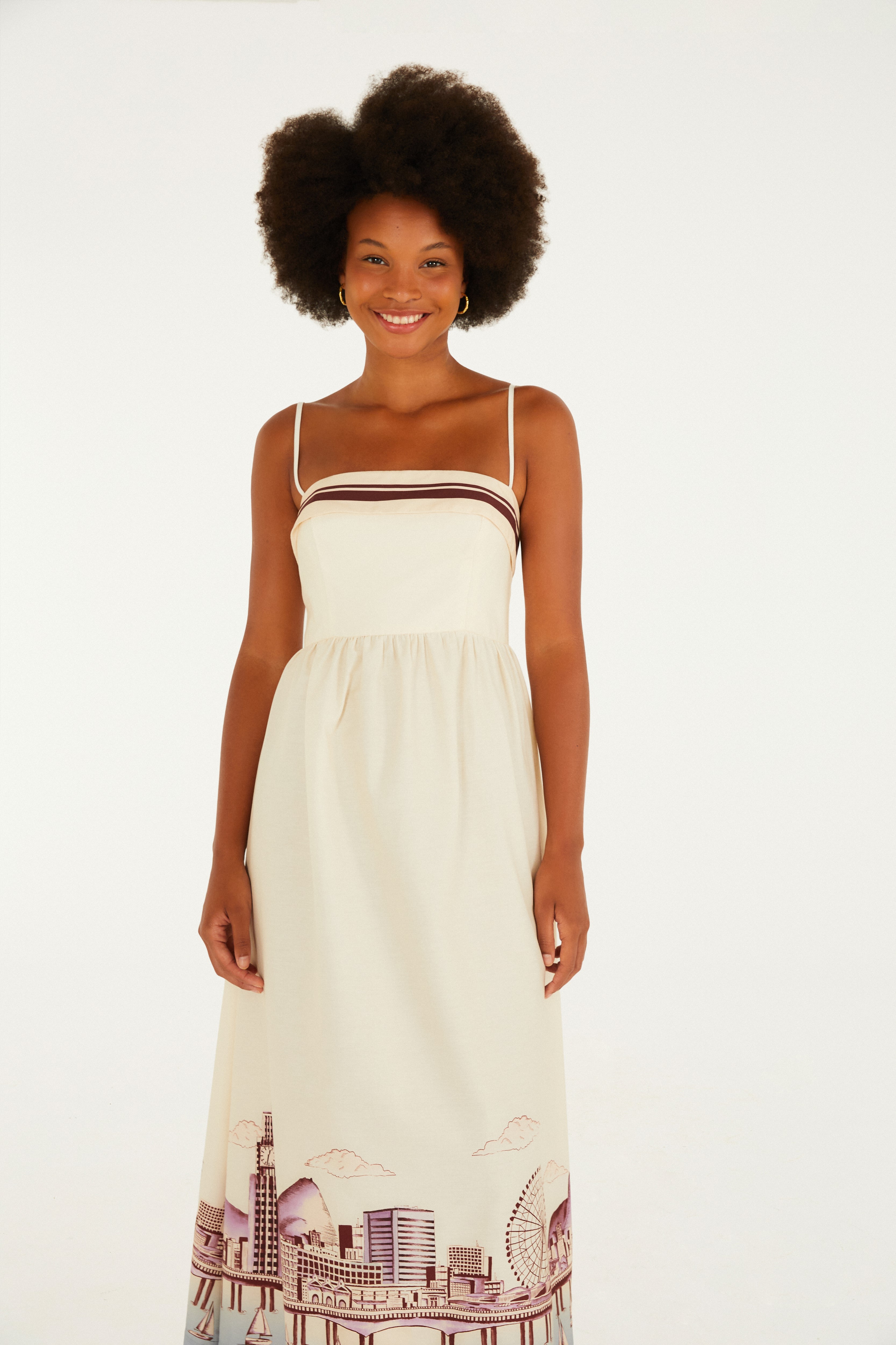 Vestido Alcinhas Estampado Rio Niterói